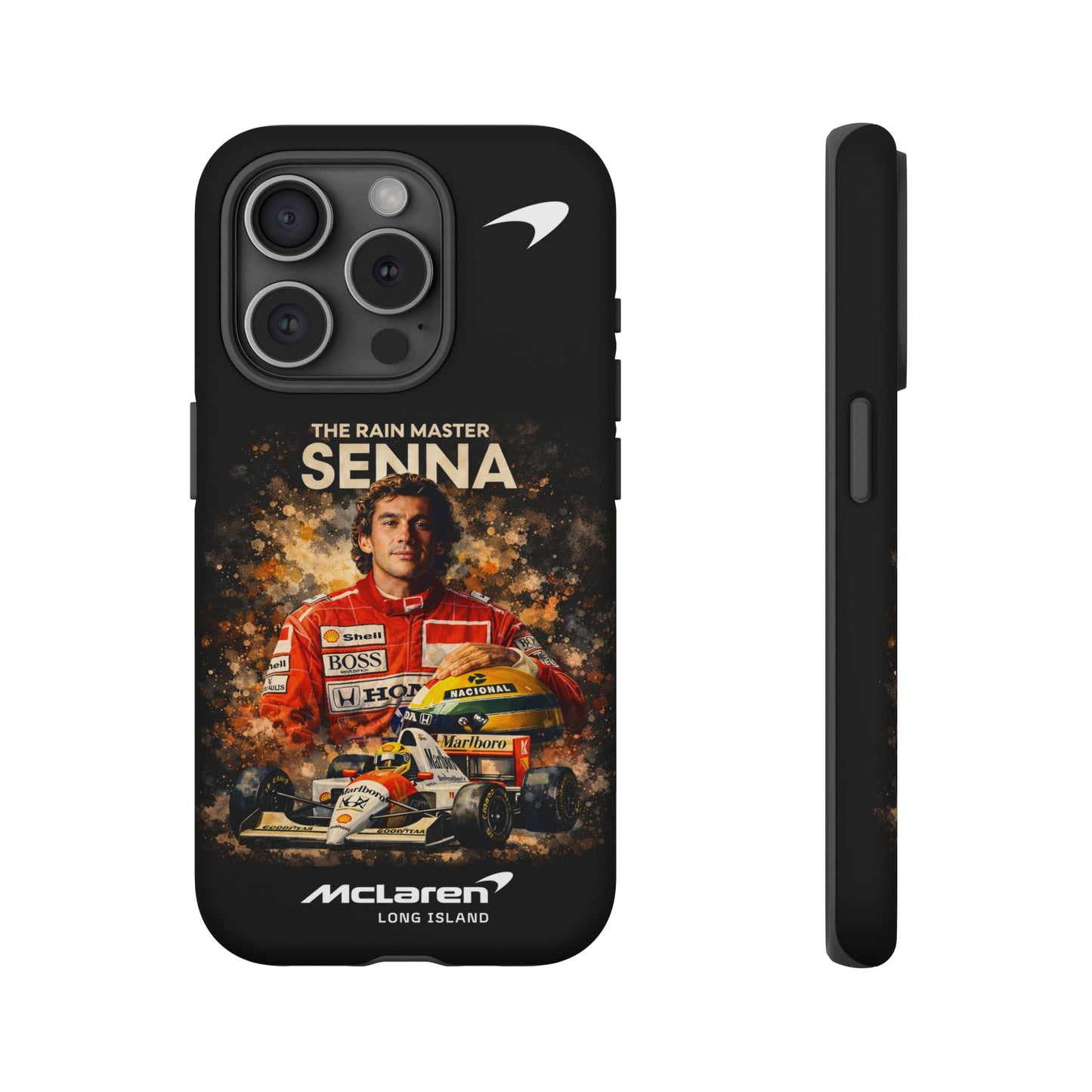 McLaren Long Island “The Rain Master” Ayrton Senna Inspired Impact-Resistant Phone Case | Durable Protection for Car Enthusiasts
