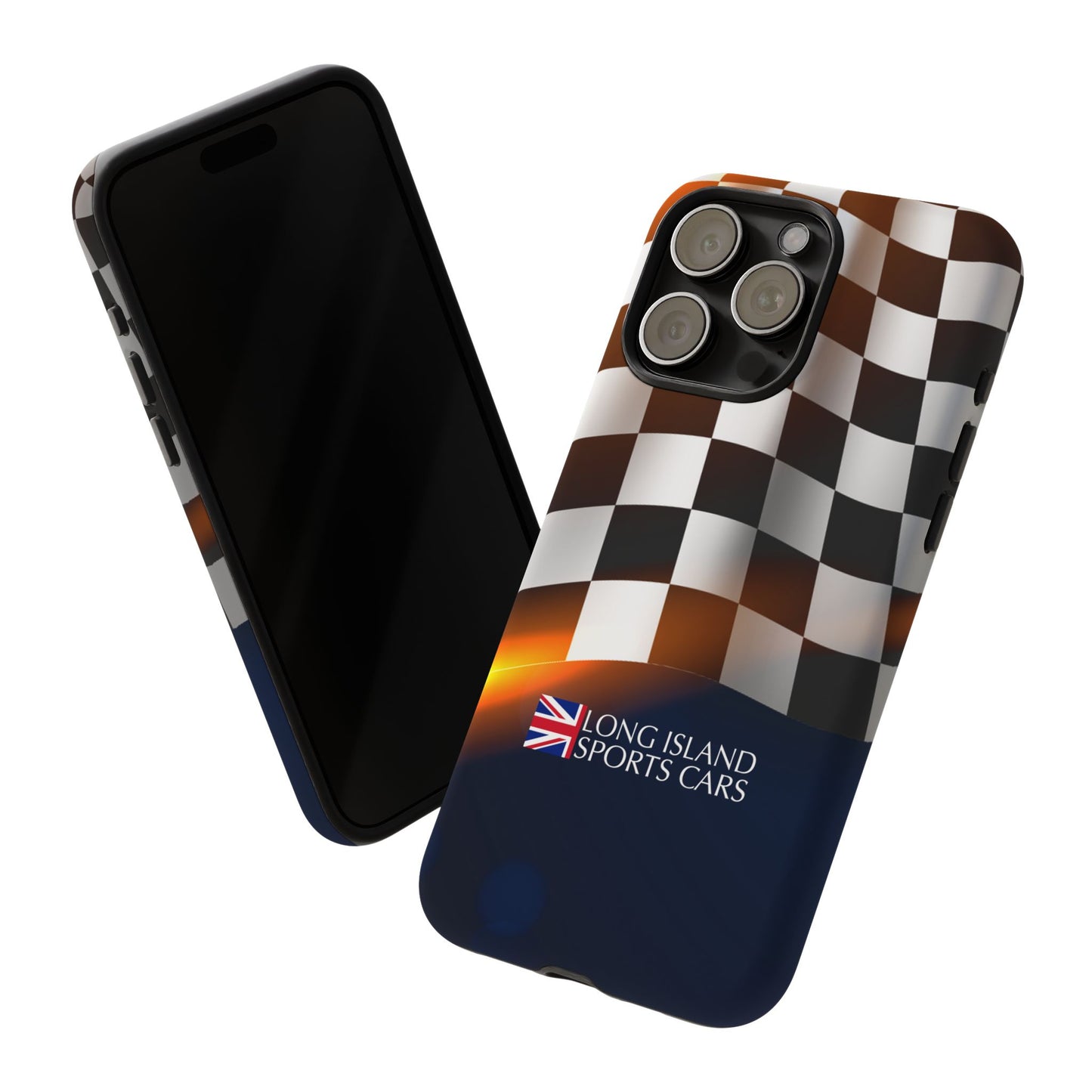 Long Island Sports Cars F1 Checkered Flag Impact-Resistant Phone Case | Durable Protection for Car Enthusiasts