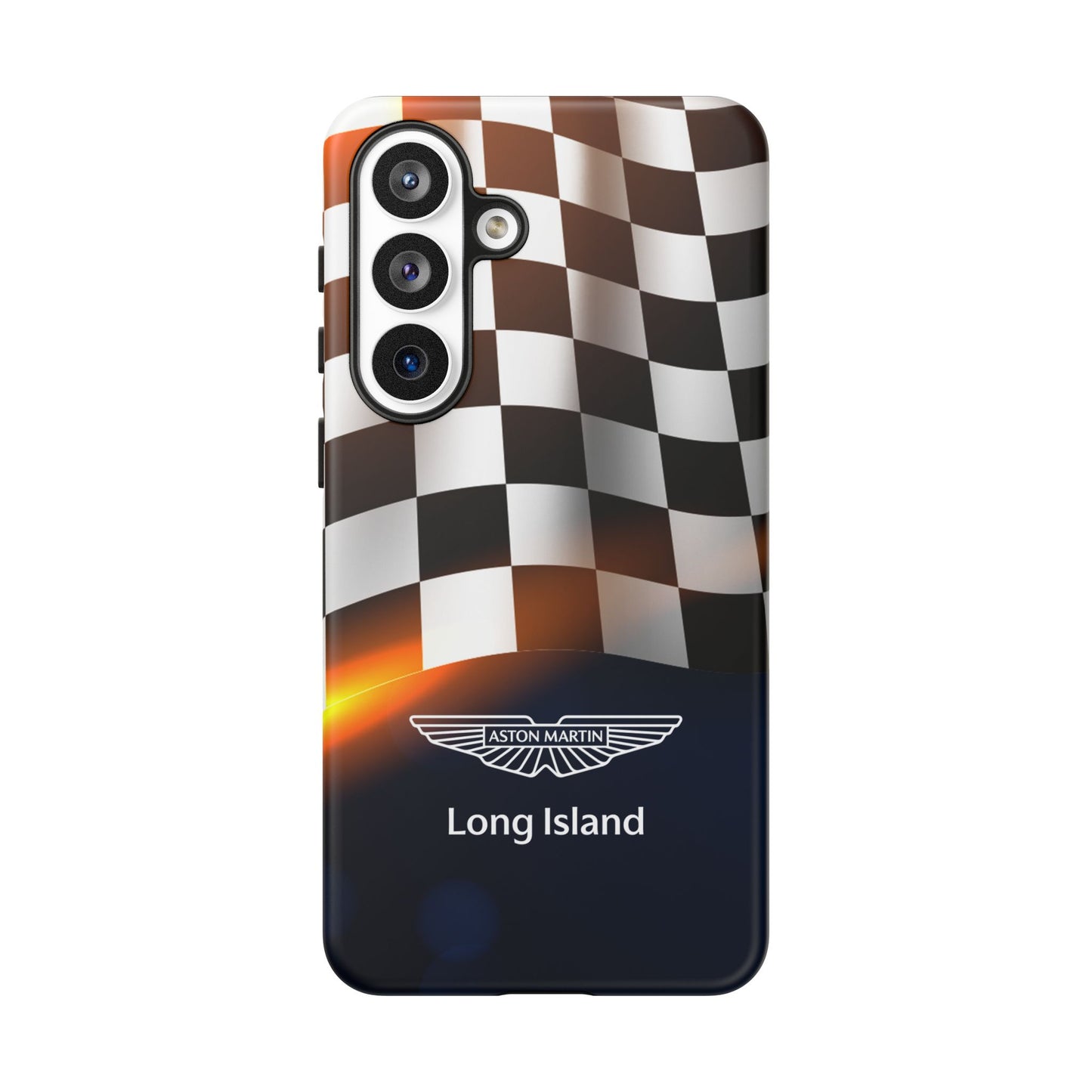 Aston Martin Long Island F1 Checkered Flag Impact-Resistant Phone Case | Durable Protection for Car Enthusiasts