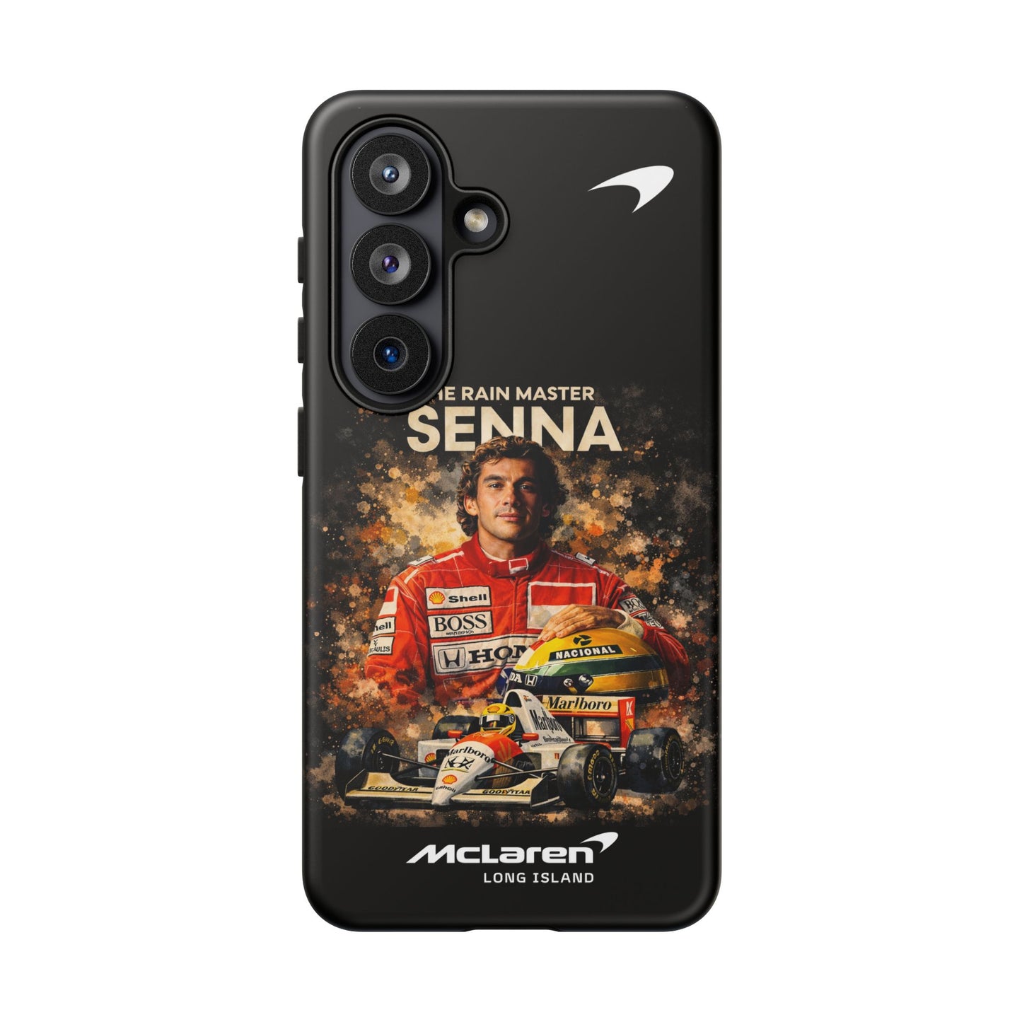 McLaren Long Island “The Rain Master” Ayrton Senna Inspired Impact-Resistant Phone Case | Durable Protection for Car Enthusiasts