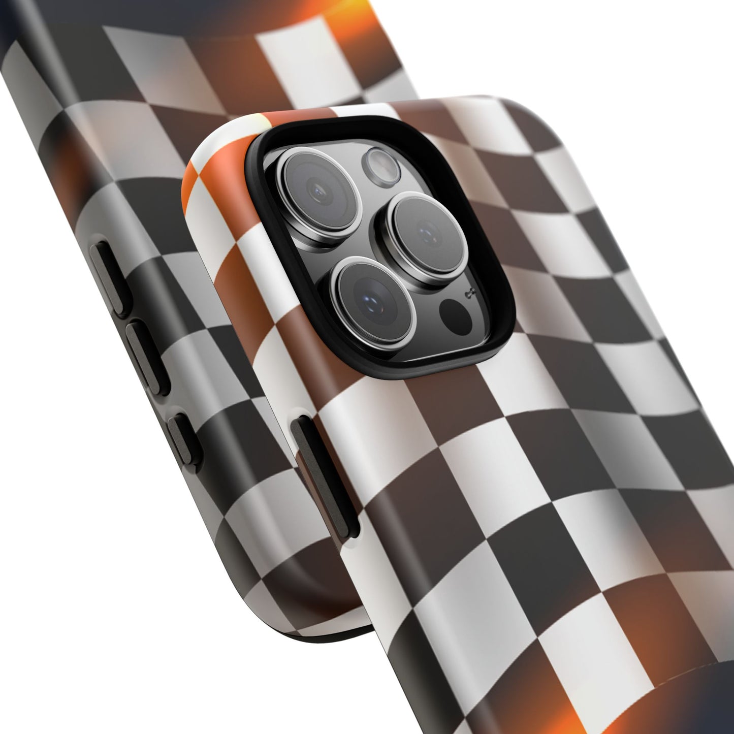 McLaren Long Island F1 Checkered Flag Impact-Resistant Phone Case | Durable Protection for Car Enthusiasts