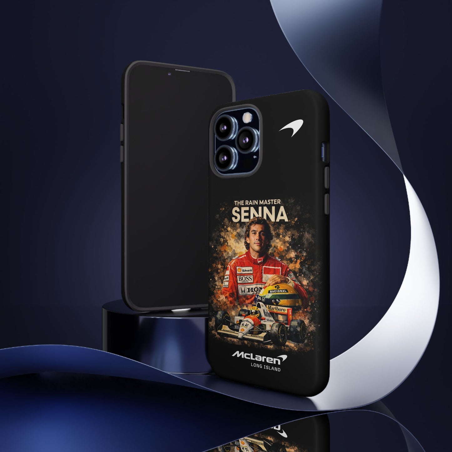 McLaren Long Island “The Rain Master” Ayrton Senna Inspired Impact-Resistant Phone Case | Durable Protection for Car Enthusiasts