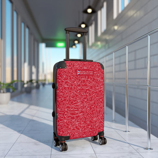 Long Island Sports Cars Vibrant Red F1 Racetrack Suitcase