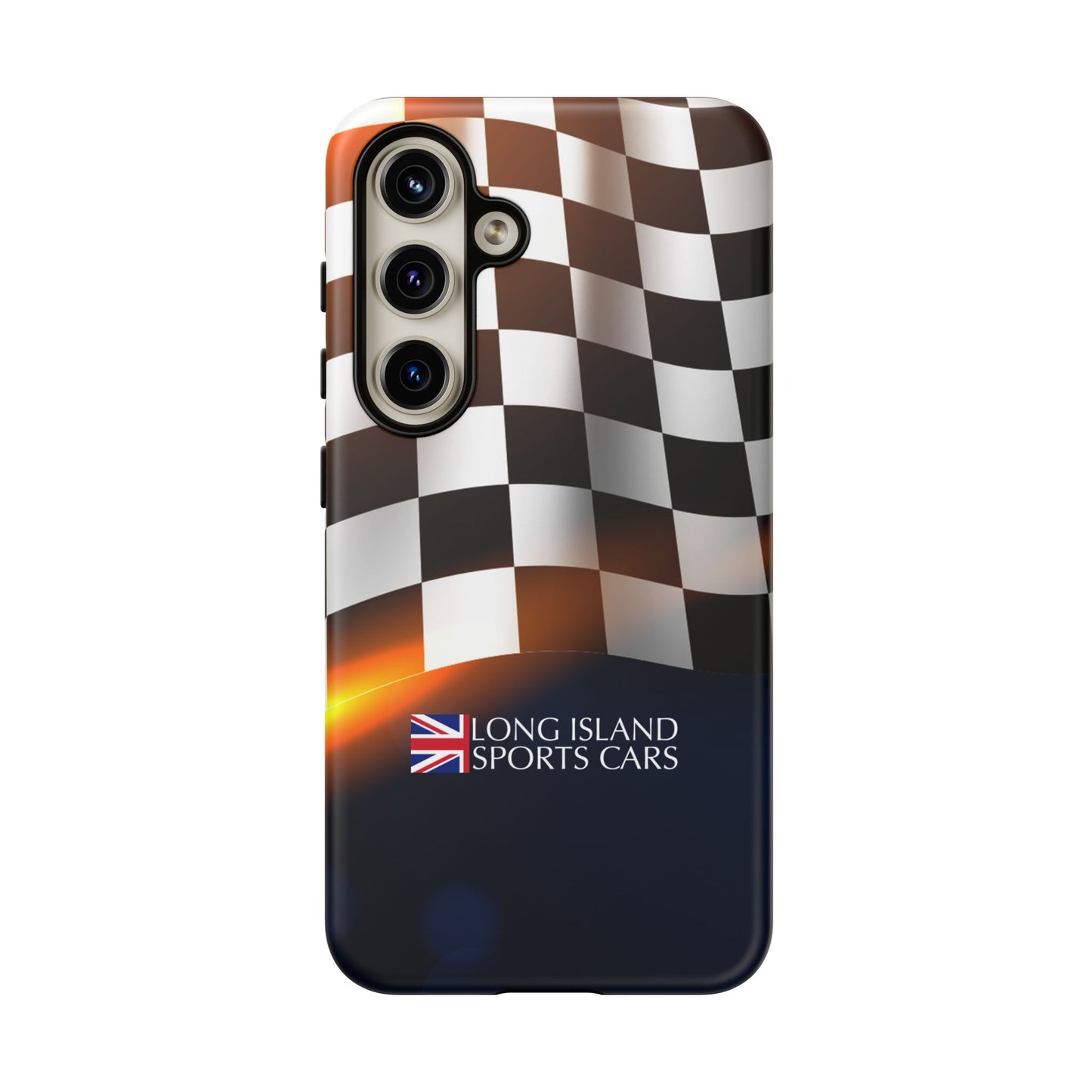 Long Island Sports Cars F1 Checkered Flag Impact-Resistant Phone Case | Durable Protection for Car Enthusiasts