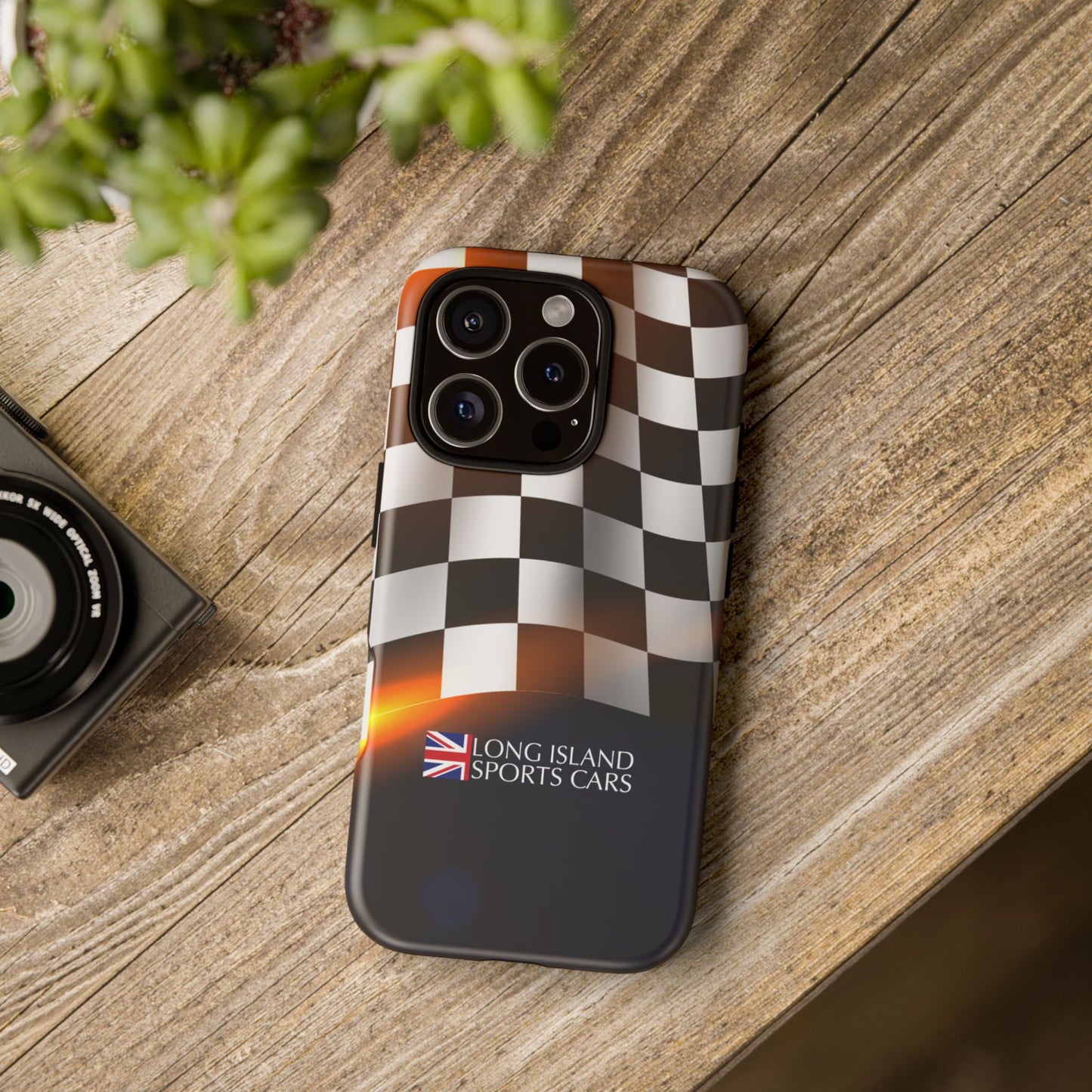 Long Island Sports Cars F1 Checkered Flag Impact-Resistant Phone Case | Durable Protection for Car Enthusiasts