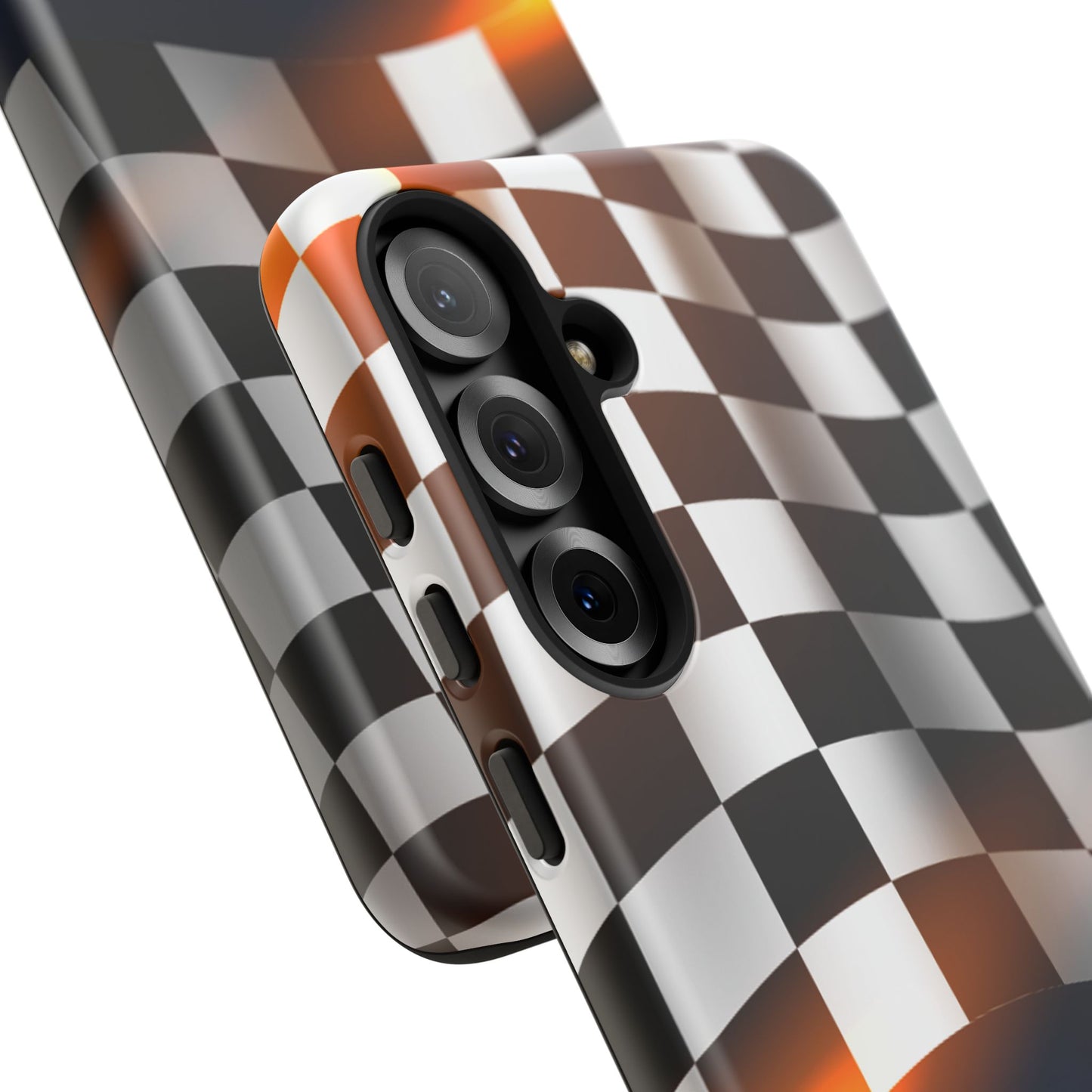 McLaren Long Island F1 Checkered Flag Impact-Resistant Phone Case | Durable Protection for Car Enthusiasts