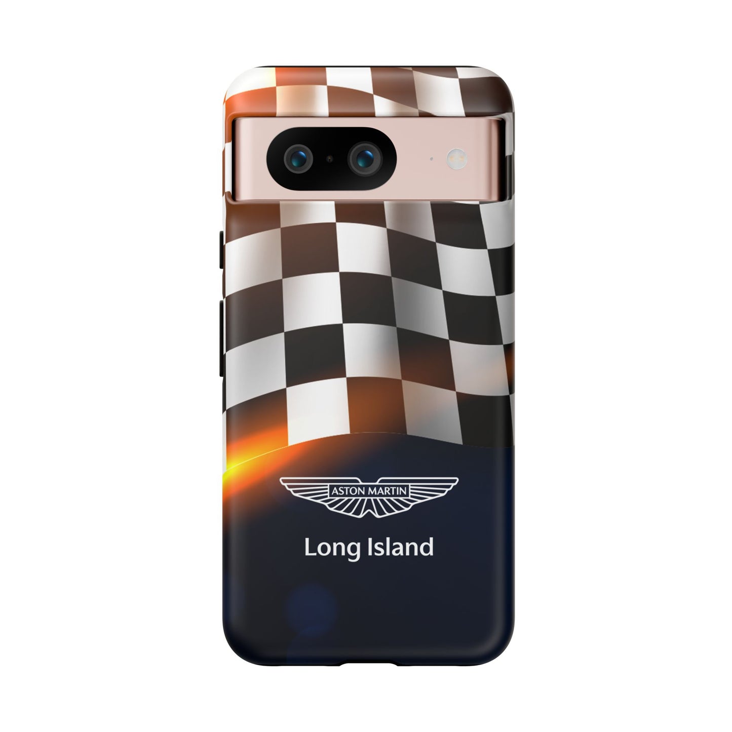 Aston Martin Long Island F1 Checkered Flag Impact-Resistant Phone Case | Durable Protection for Car Enthusiasts