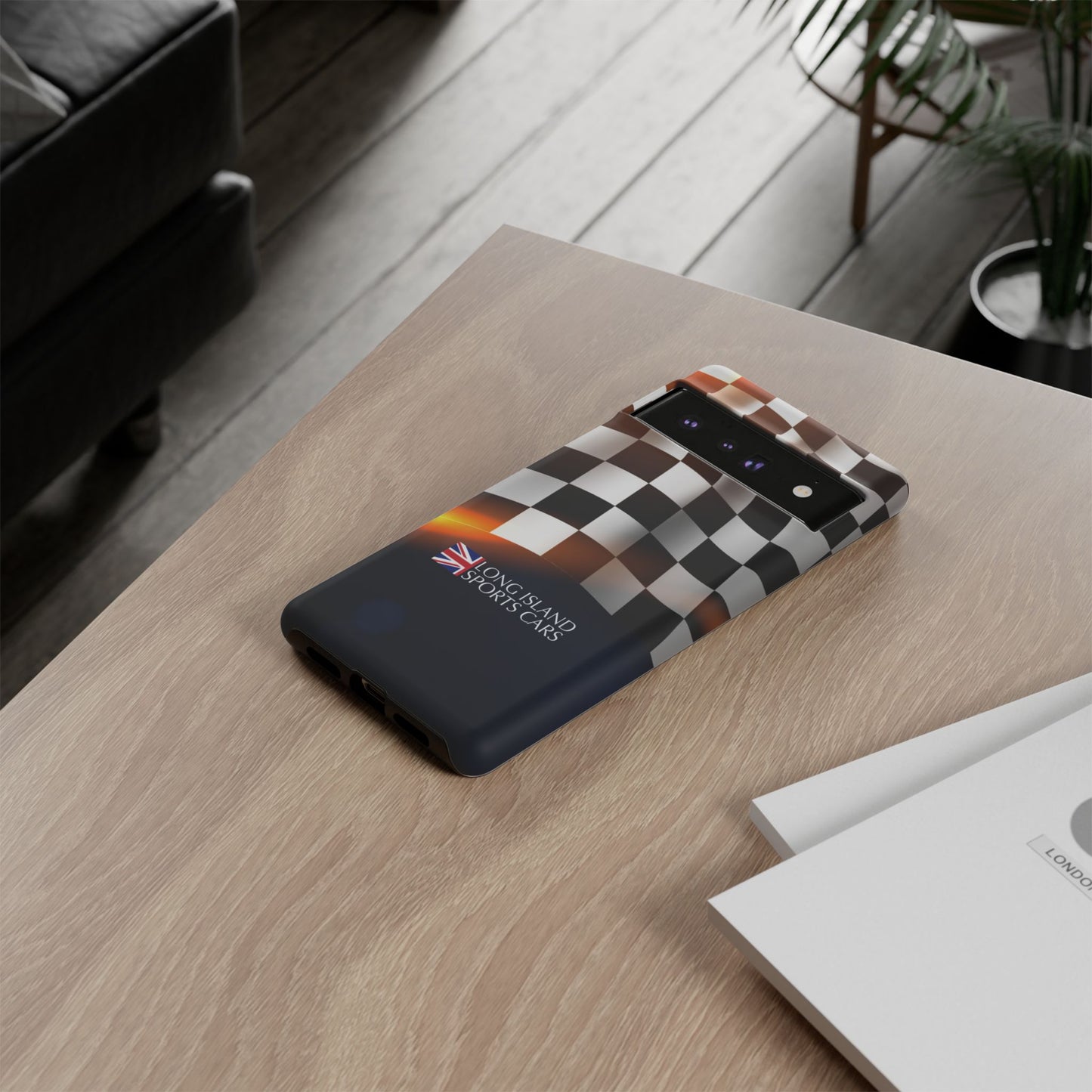 Long Island Sports Cars F1 Checkered Flag Impact-Resistant Phone Case | Durable Protection for Car Enthusiasts