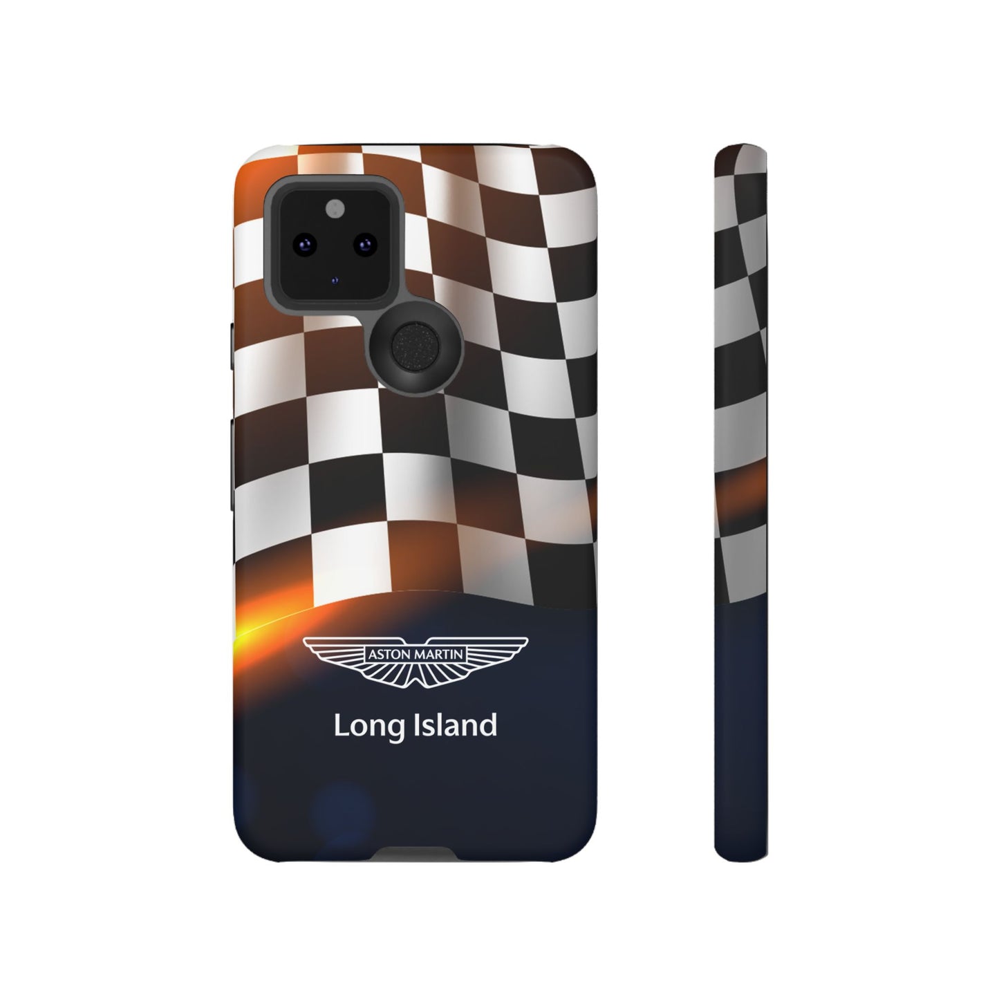 Aston Martin Long Island F1 Checkered Flag Impact-Resistant Phone Case | Durable Protection for Car Enthusiasts