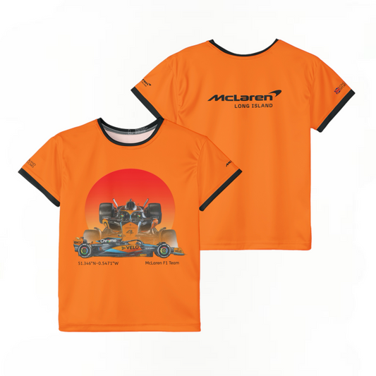 Kids Sports Jersey - McLaren Formula 1 inspired Design for Young Speed Enthusiasts