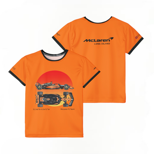 Kids Sports Jersey - McLaren Formula 1 inspired Design for Young Speed Enthusiasts
