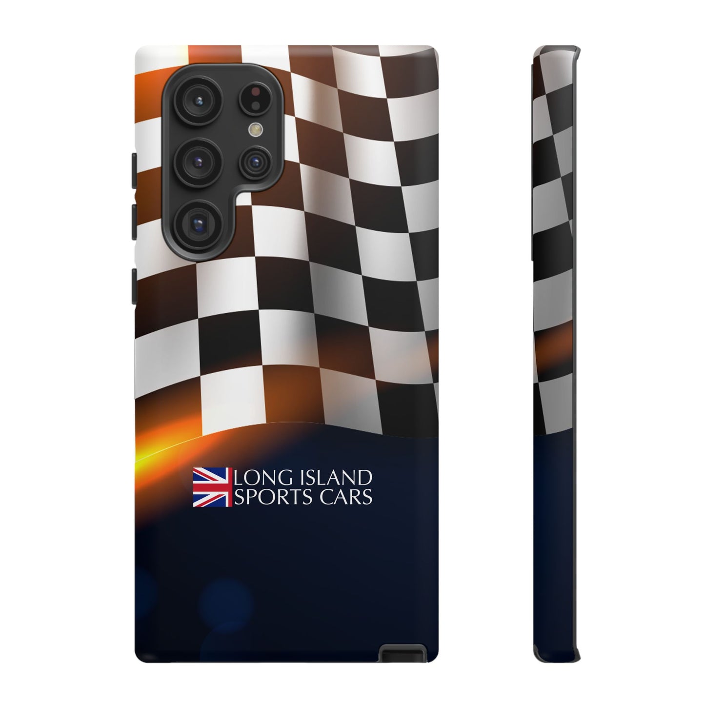Long Island Sports Cars F1 Checkered Flag Impact-Resistant Phone Case | Durable Protection for Car Enthusiasts