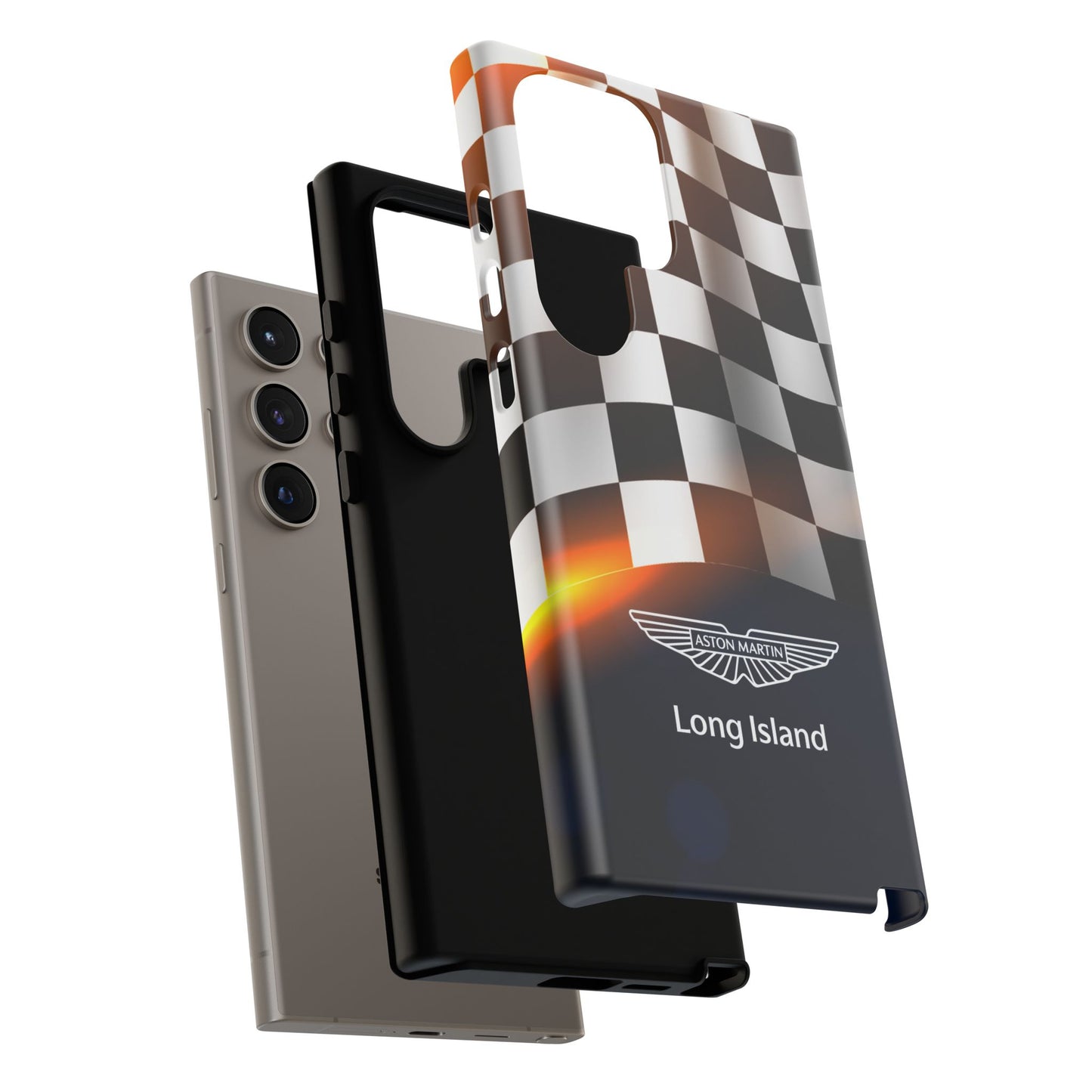 Aston Martin Long Island F1 Checkered Flag Impact-Resistant Phone Case | Durable Protection for Car Enthusiasts