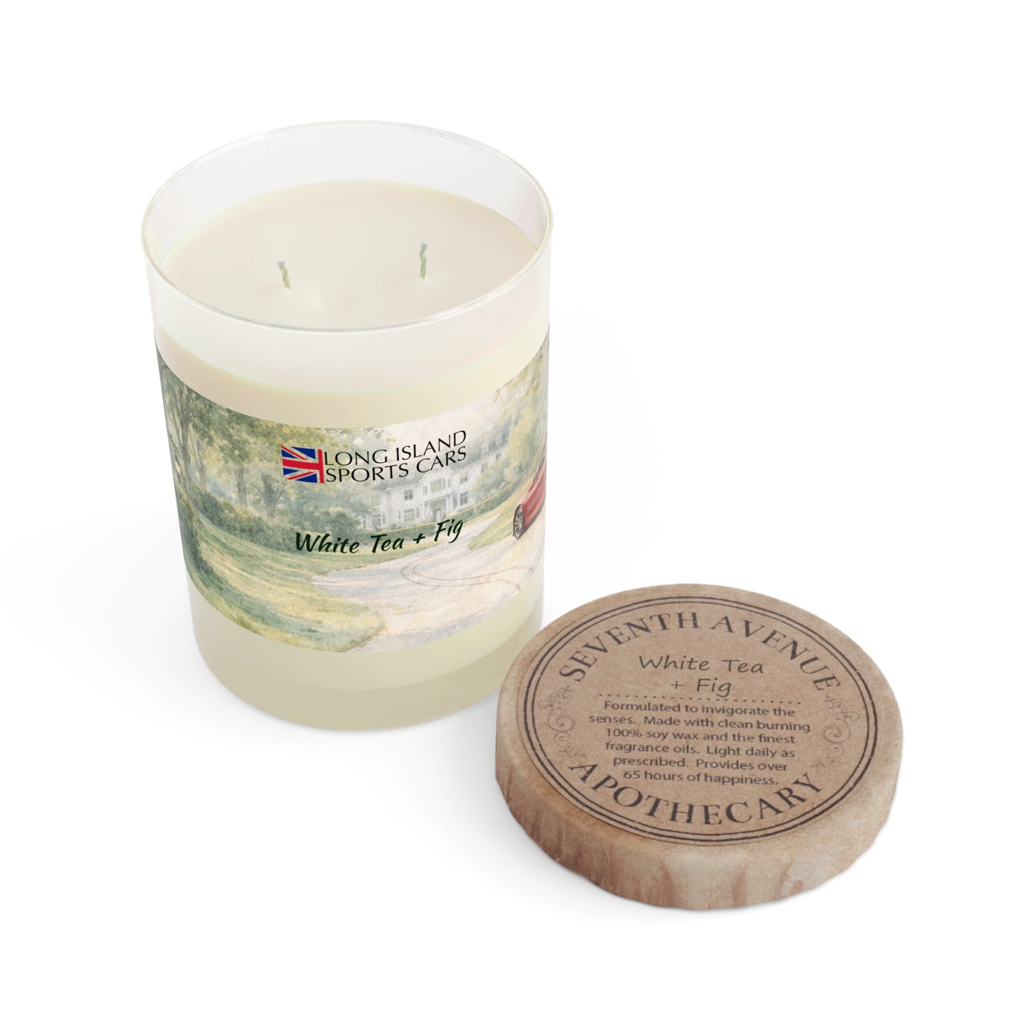 Long Island Sports Cars Scented Candle — White Tea + Fig  11oz Glass Jar