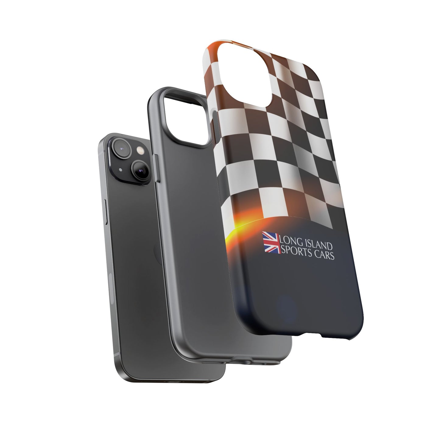 Long Island Sports Cars F1 Checkered Flag Impact-Resistant Phone Case | Durable Protection for Car Enthusiasts