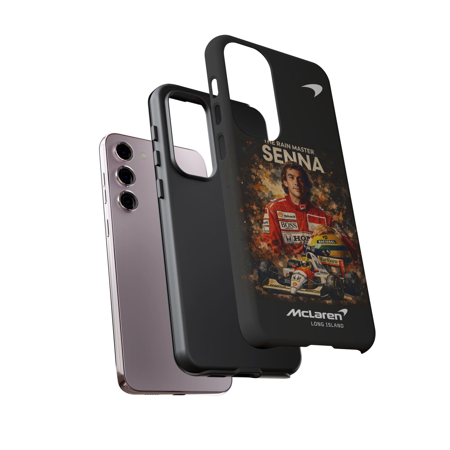 McLaren Long Island “The Rain Master” Ayrton Senna Inspired Impact-Resistant Phone Case | Durable Protection for Car Enthusiasts