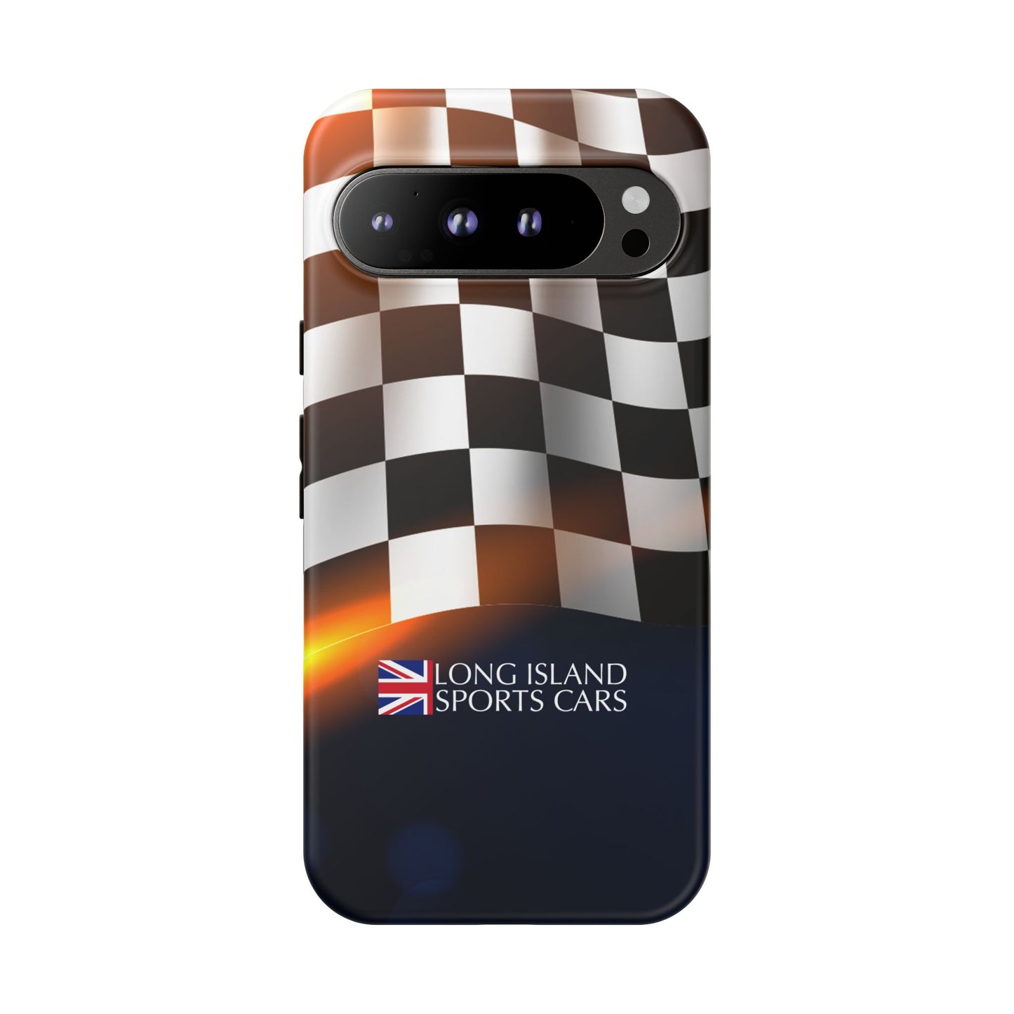 Long Island Sports Cars F1 Checkered Flag Impact-Resistant Phone Case | Durable Protection for Car Enthusiasts