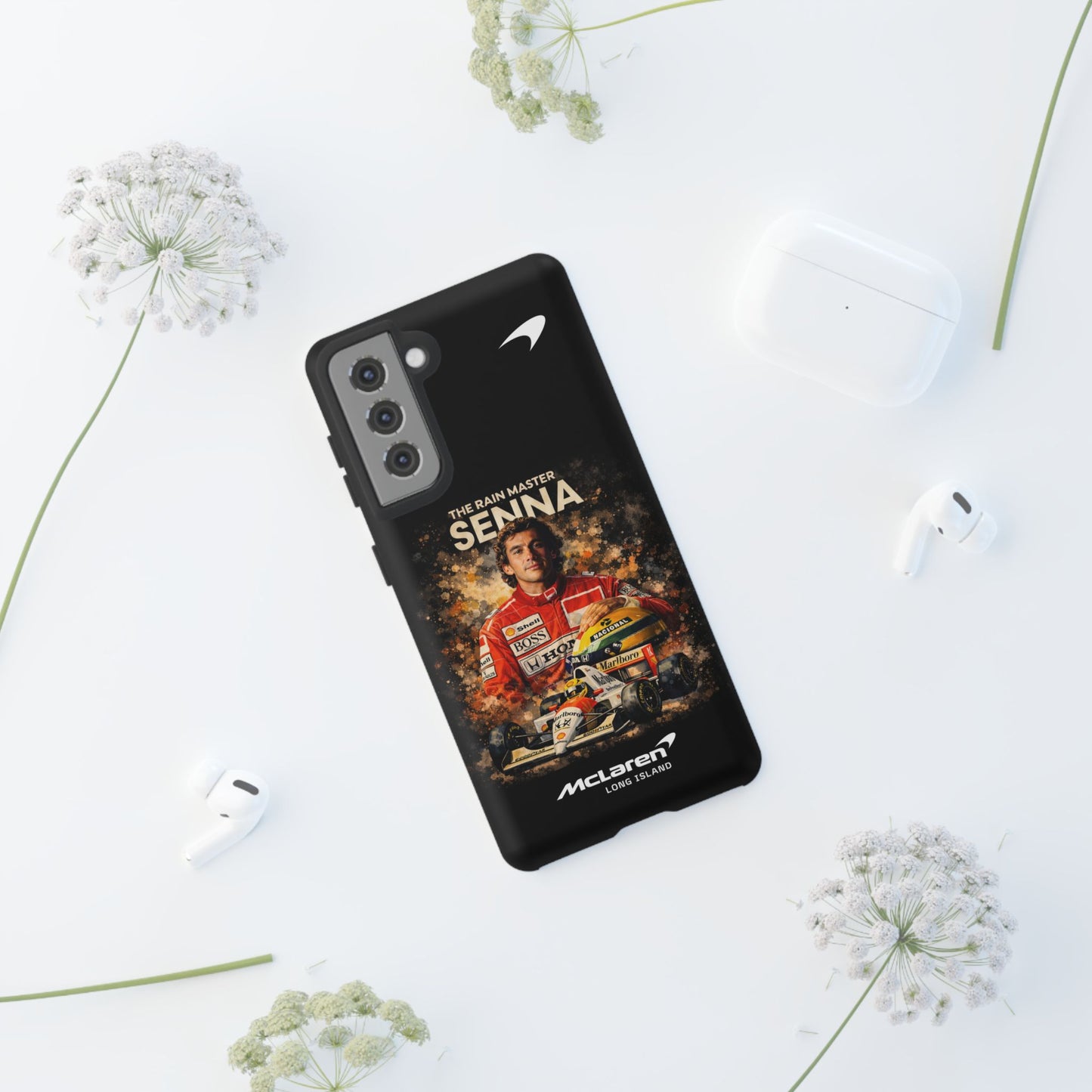 McLaren Long Island “The Rain Master” Ayrton Senna Inspired Impact-Resistant Phone Case | Durable Protection for Car Enthusiasts