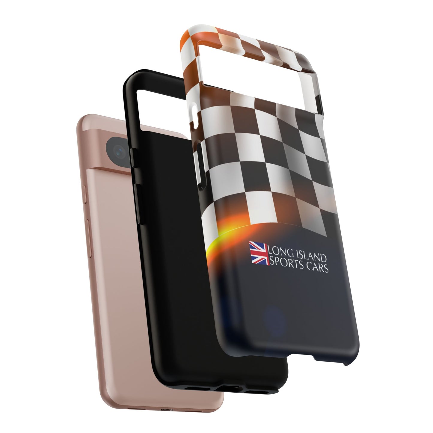 Long Island Sports Cars F1 Checkered Flag Impact-Resistant Phone Case | Durable Protection for Car Enthusiasts