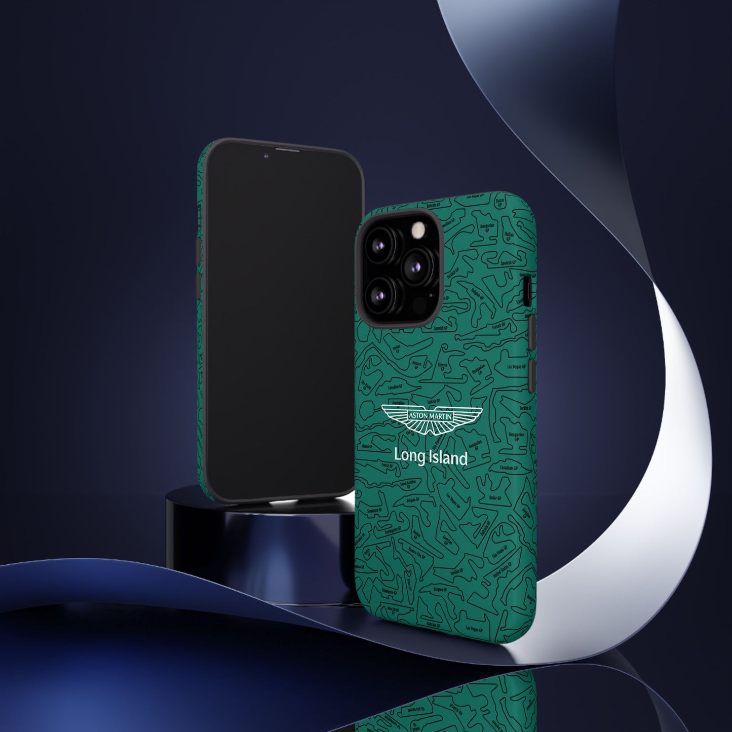 Aston Martin Long Island F1 race Track Inspired Impact-Resistant Phone Case