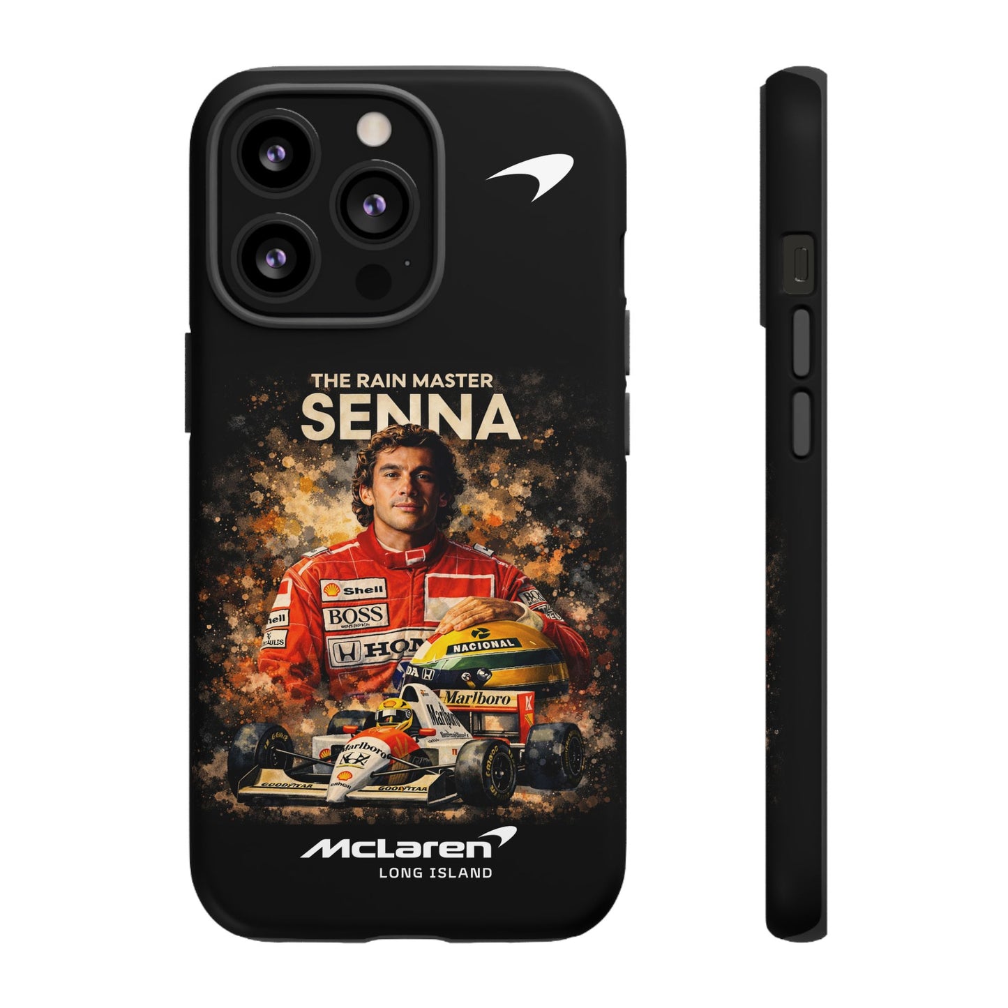 McLaren Long Island “The Rain Master” Ayrton Senna Inspired Impact-Resistant Phone Case | Durable Protection for Car Enthusiasts