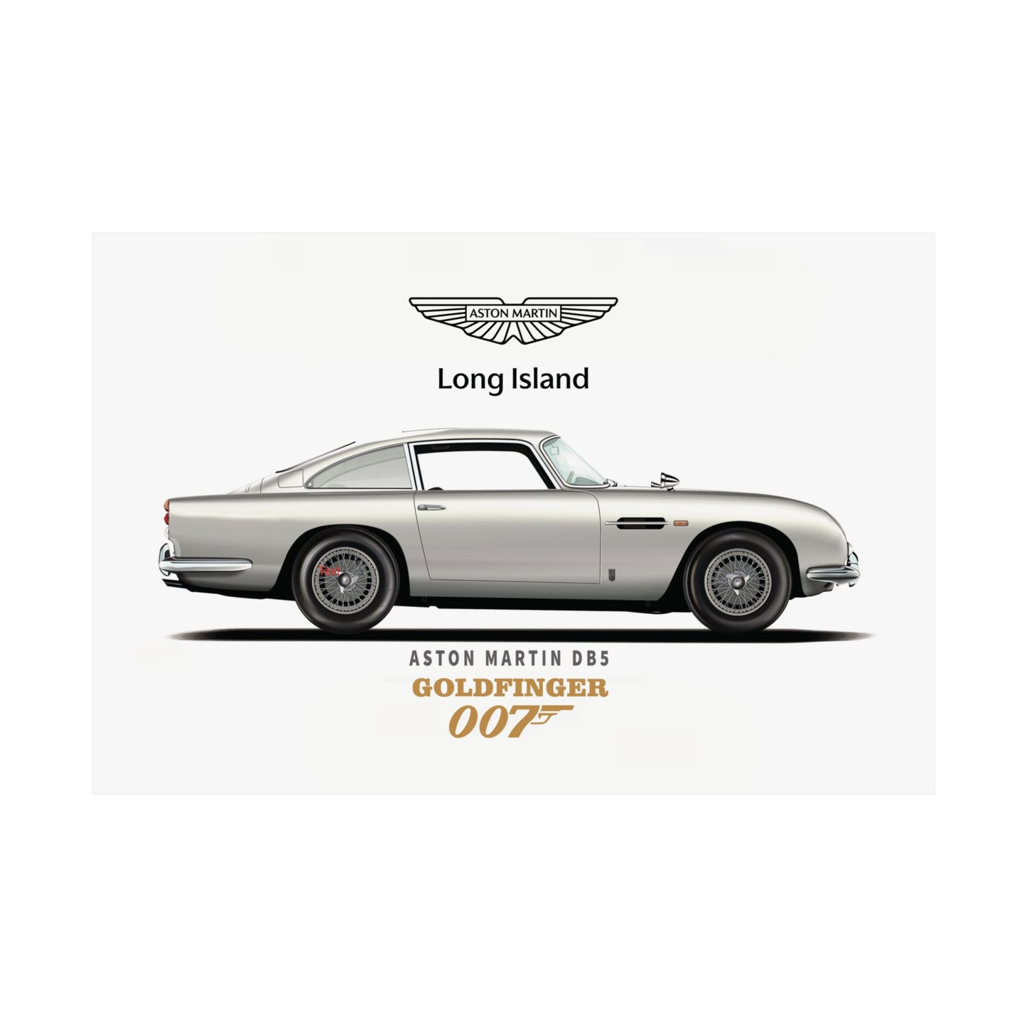 Aston Martin Long Island DB5 Goldfinger 007 inspired (W) Satin Poster