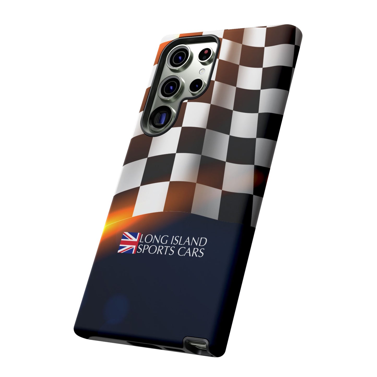 Long Island Sports Cars F1 Checkered Flag Impact-Resistant Phone Case | Durable Protection for Car Enthusiasts