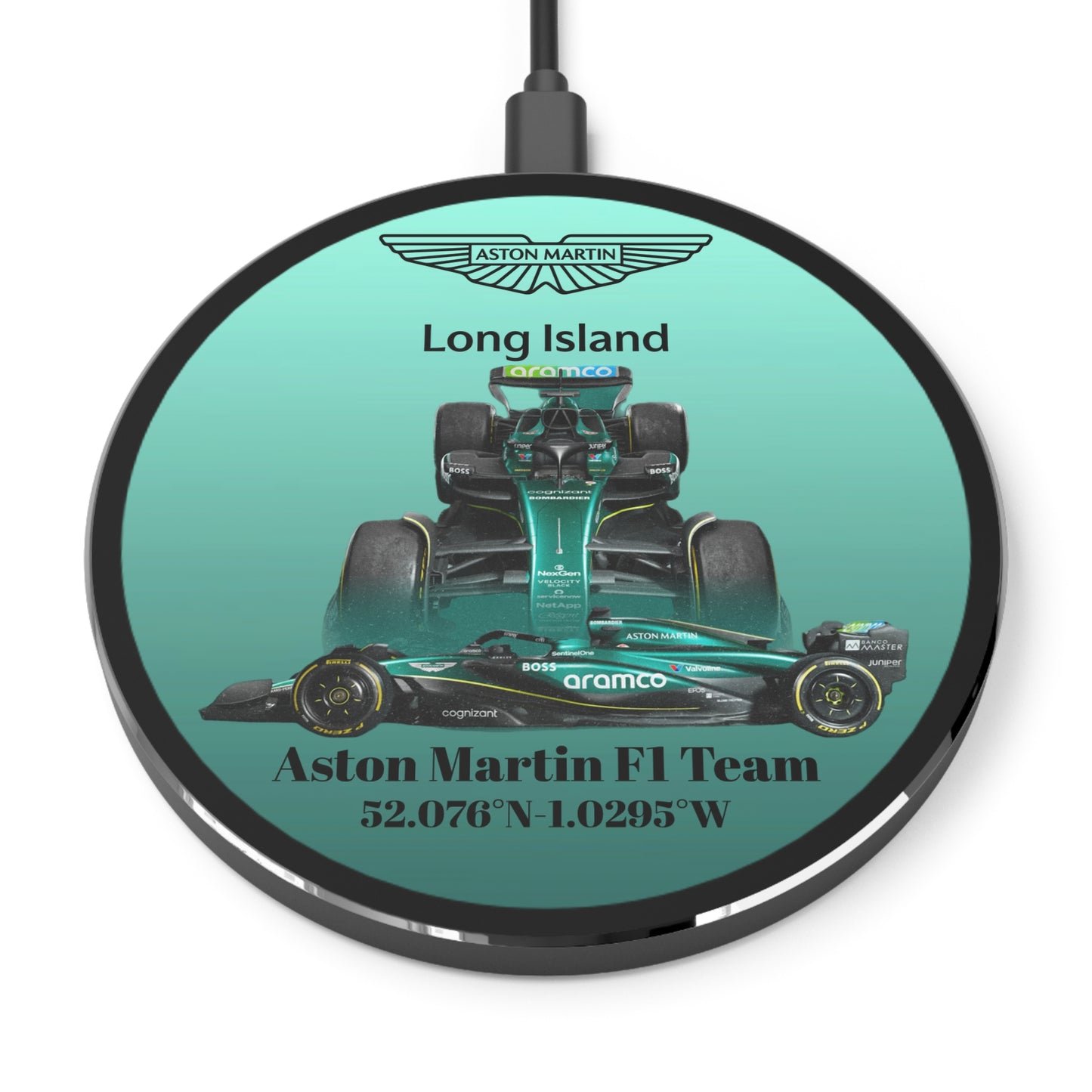 Aston Martin Long island F1 Team Wireless Charger - Fast Charging Pad