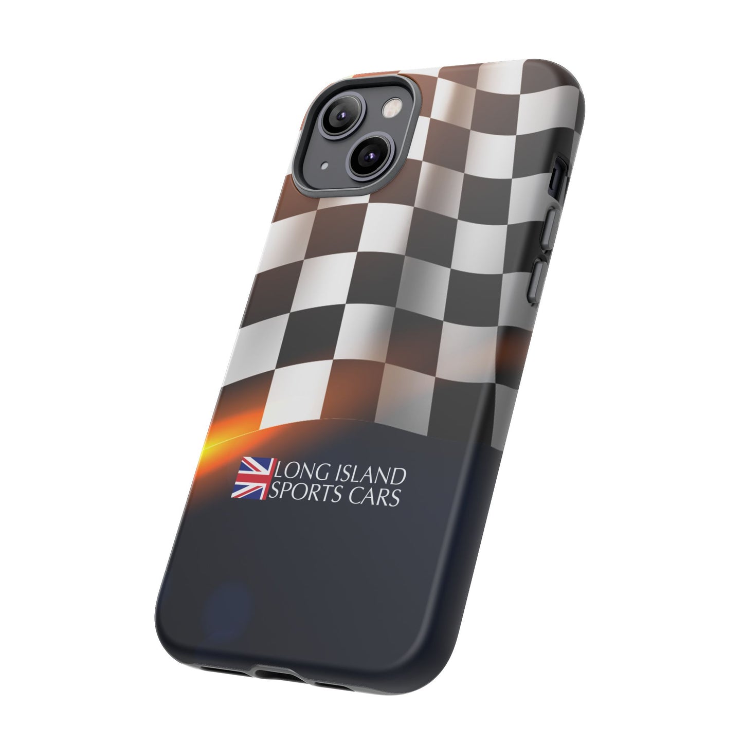 Long Island Sports Cars F1 Checkered Flag Impact-Resistant Phone Case | Durable Protection for Car Enthusiasts