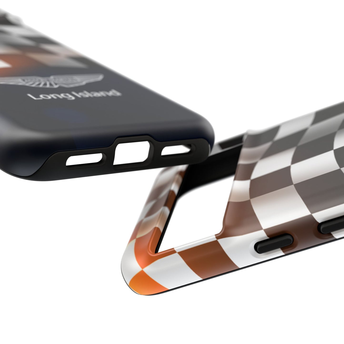 Aston Martin Long Island F1 Checkered Flag Impact-Resistant Phone Case | Durable Protection for Car Enthusiasts