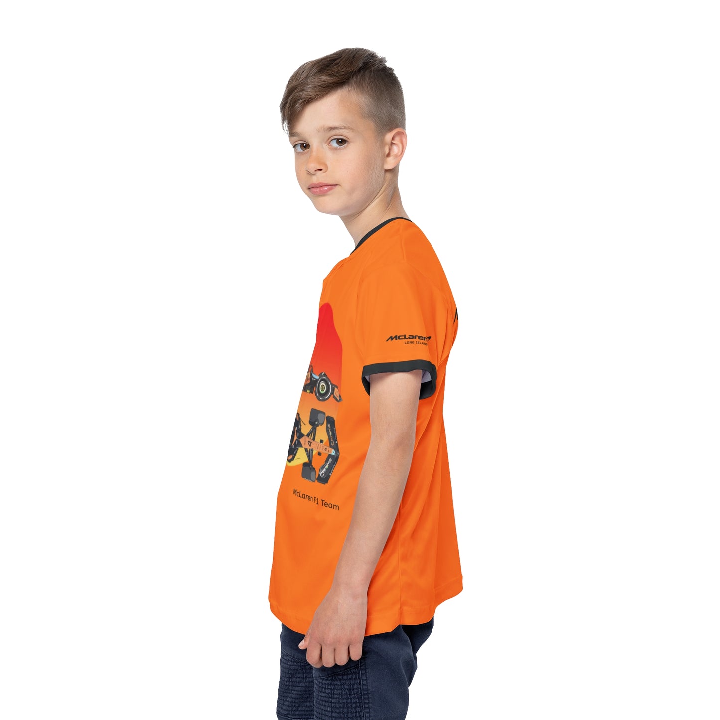 Kids Sports Jersey - McLaren Formula 1 inspired Design for Young Speed Enthusiasts