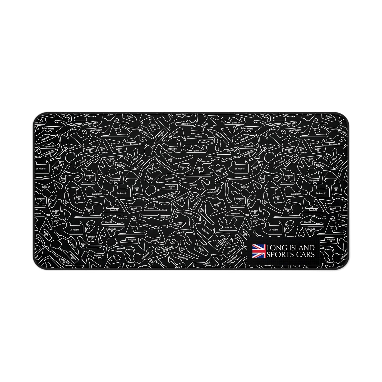 Long Island Sports Cars Mouse Pad Black F1 Racing Track Pattern Desk Mat
