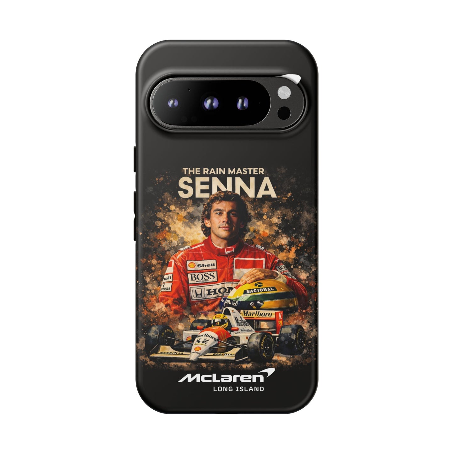 McLaren Long Island “The Rain Master” Ayrton Senna Inspired Impact-Resistant Phone Case | Durable Protection for Car Enthusiasts