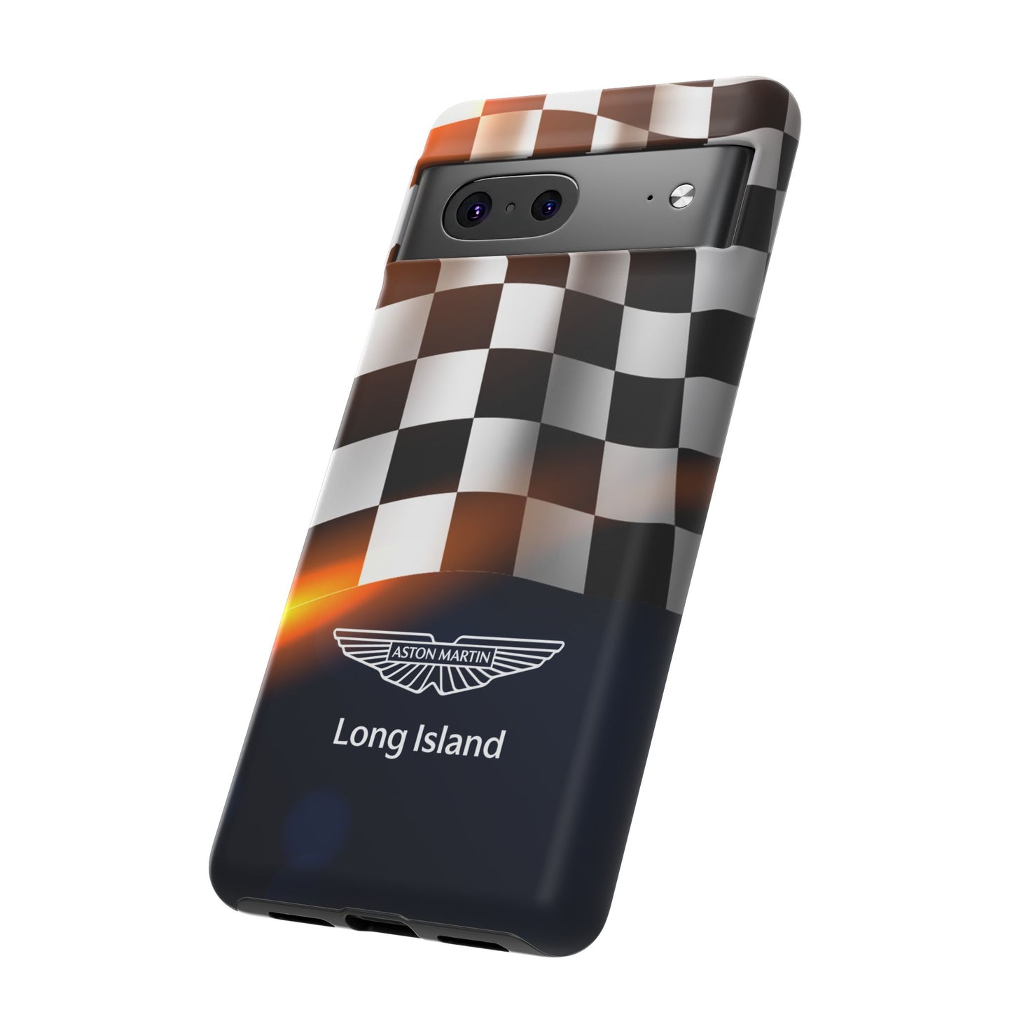 Aston Martin Long Island F1 Checkered Flag Impact-Resistant Phone Case | Durable Protection for Car Enthusiasts