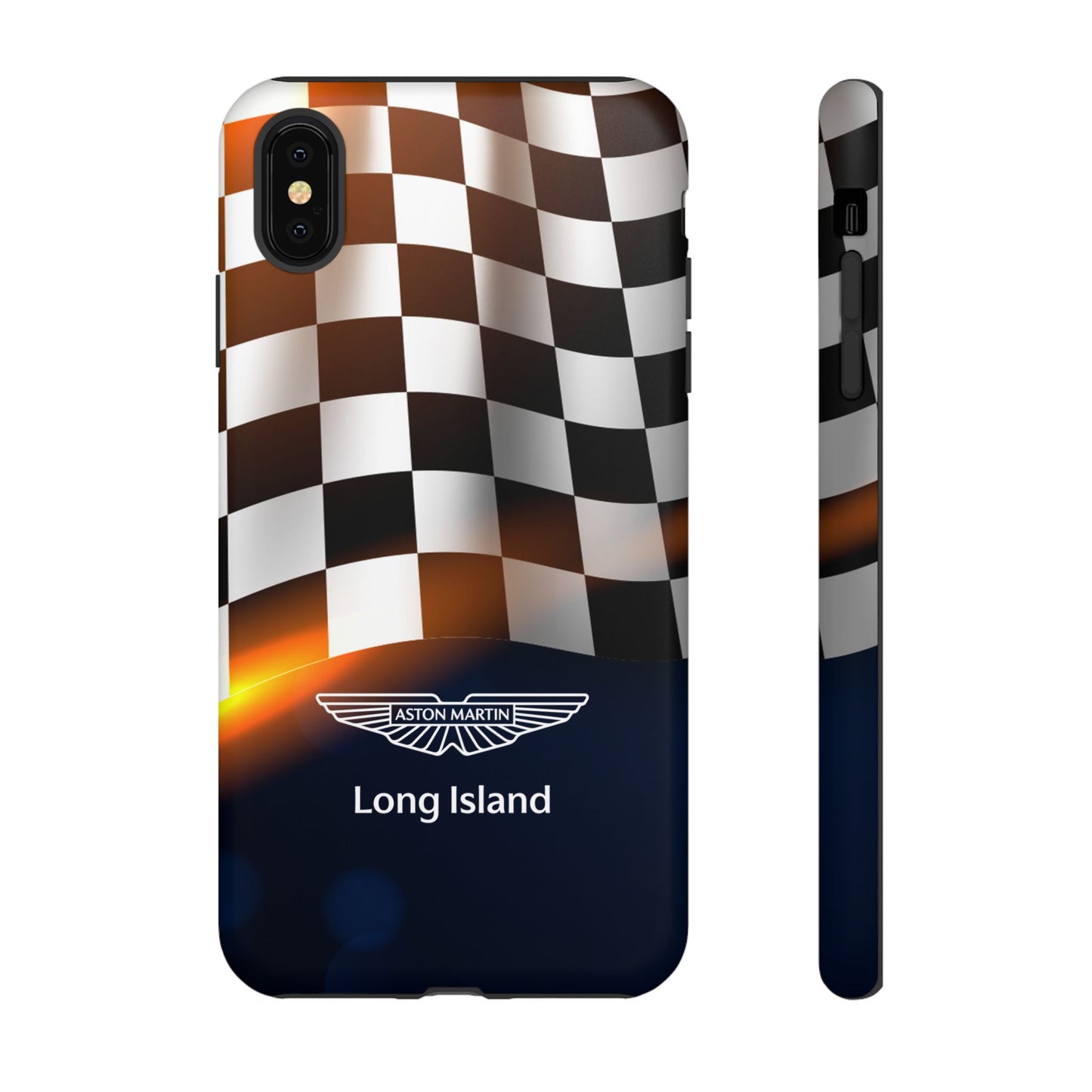 Aston Martin Long Island F1 Checkered Flag Impact-Resistant Phone Case | Durable Protection for Car Enthusiasts