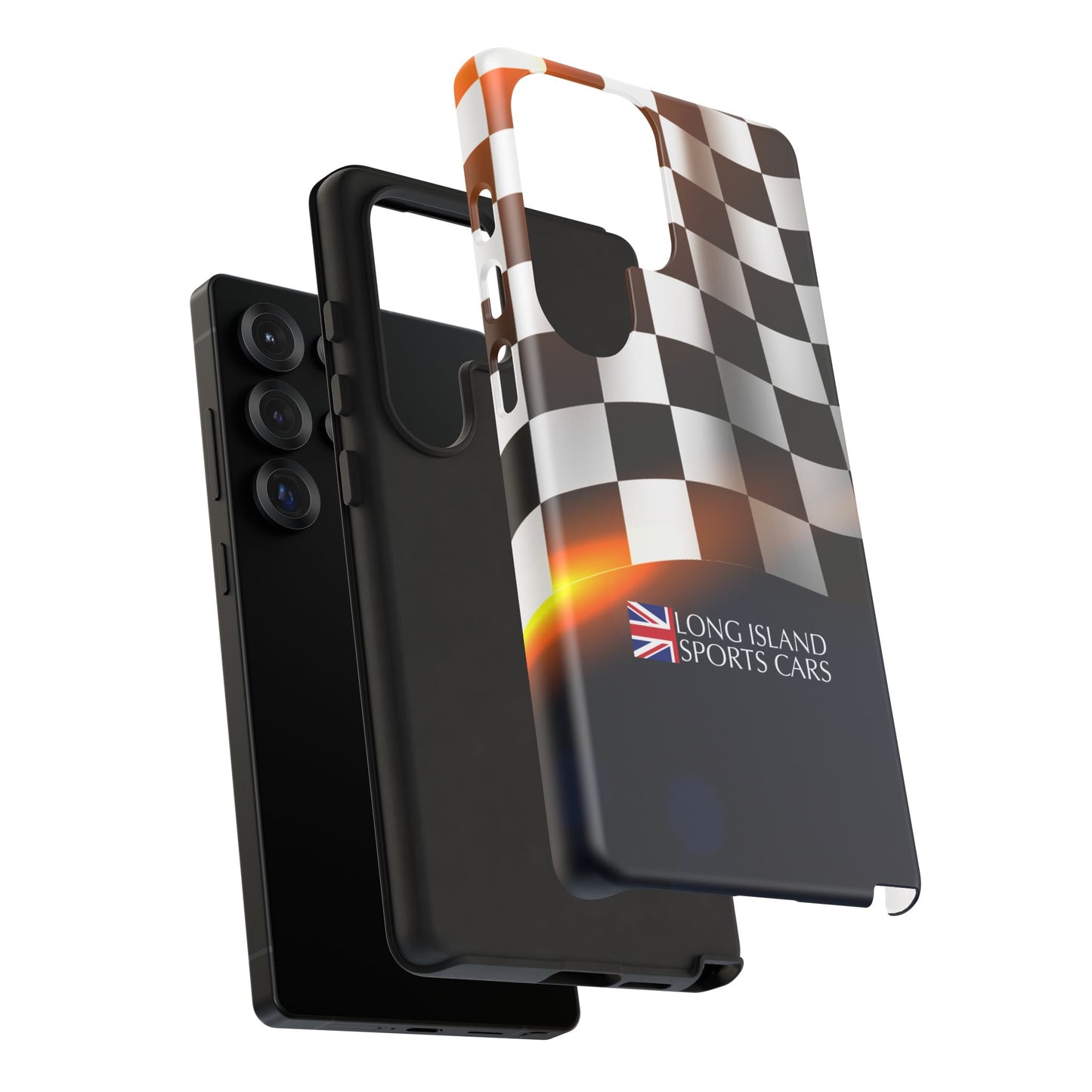 Long Island Sports Cars F1 Checkered Flag Impact-Resistant Phone Case | Durable Protection for Car Enthusiasts