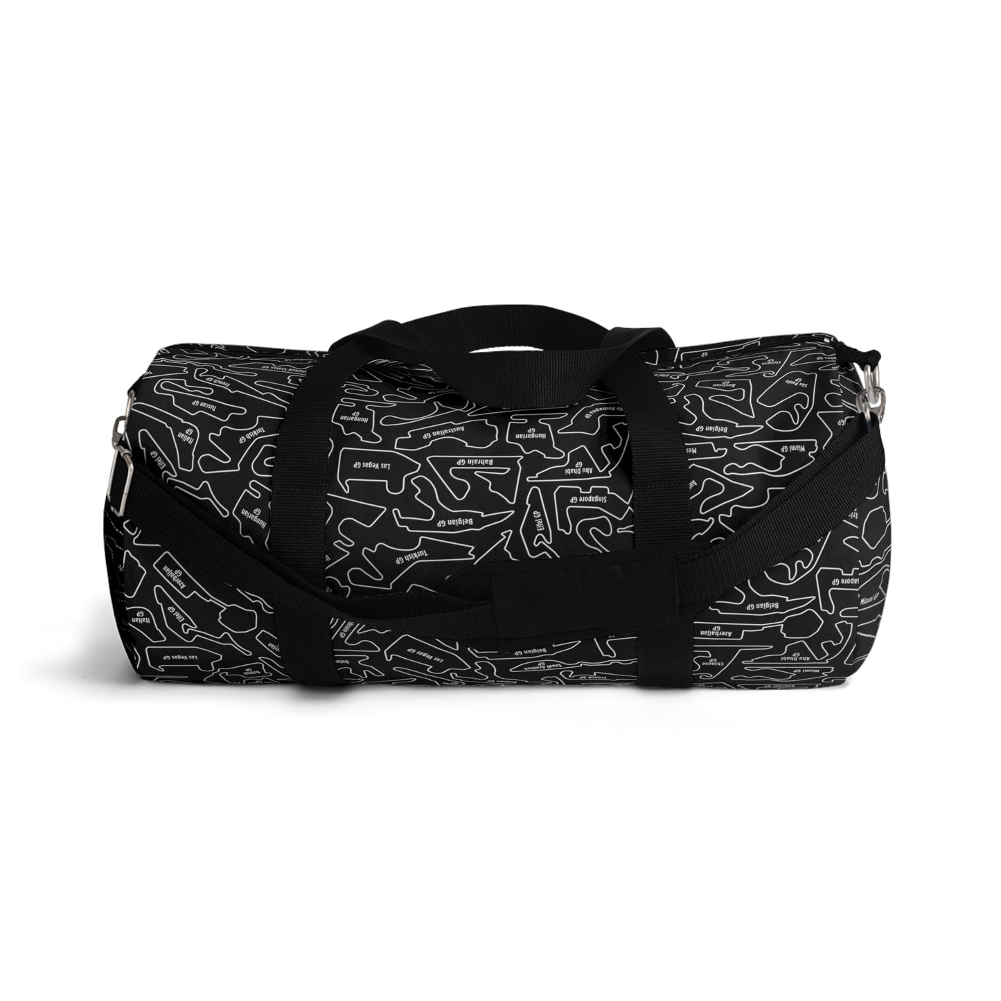 Long Island Sports Cars F1 Racetrack Vibrant Black Travel Duffel Bag