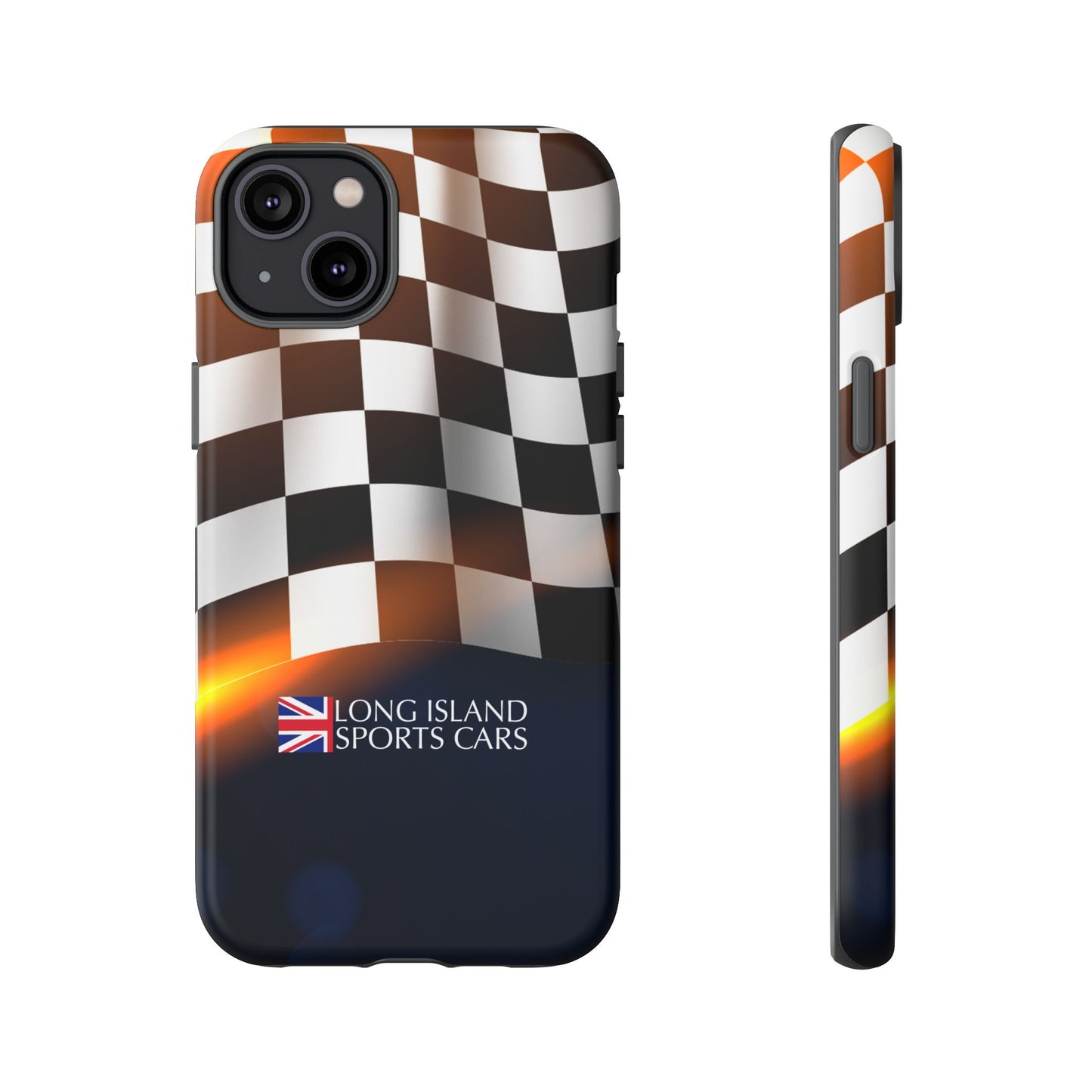Long Island Sports Cars F1 Checkered Flag Impact-Resistant Phone Case | Durable Protection for Car Enthusiasts