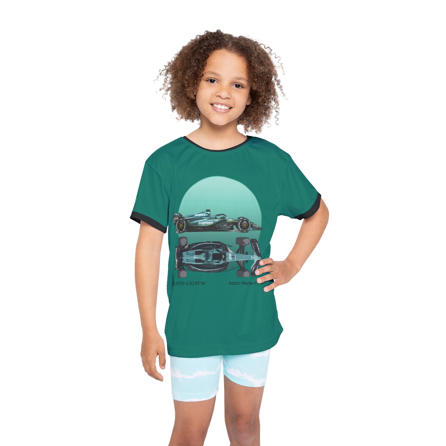 Kids Sports Jersey -Aston Martin Formula 1 inspired Design for Young Speed Enthusiasts