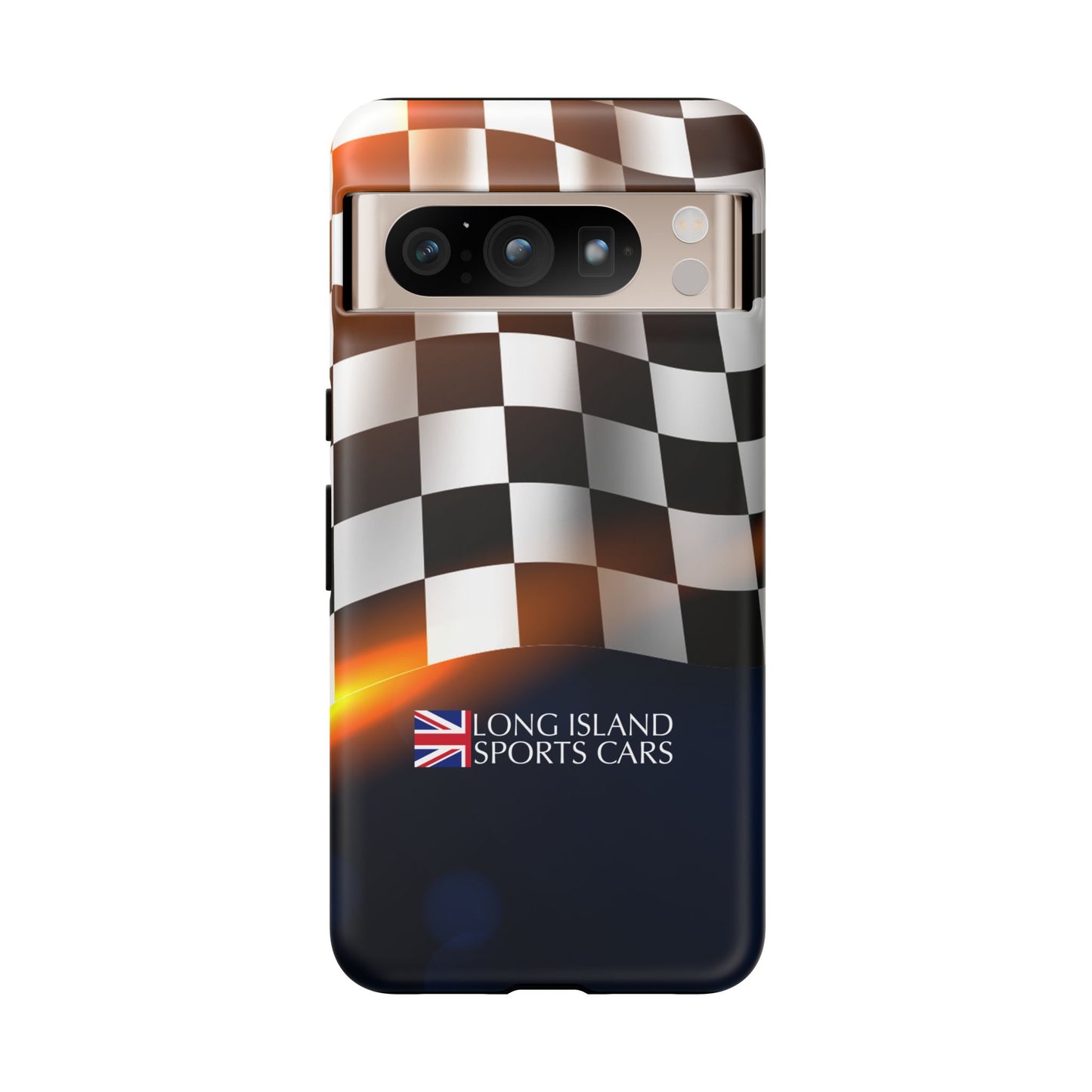 Long Island Sports Cars F1 Checkered Flag Impact-Resistant Phone Case | Durable Protection for Car Enthusiasts