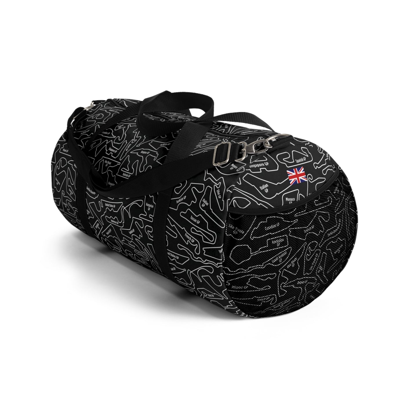 Long Island Sports Cars F1 Racetrack Vibrant Black Travel Duffel Bag