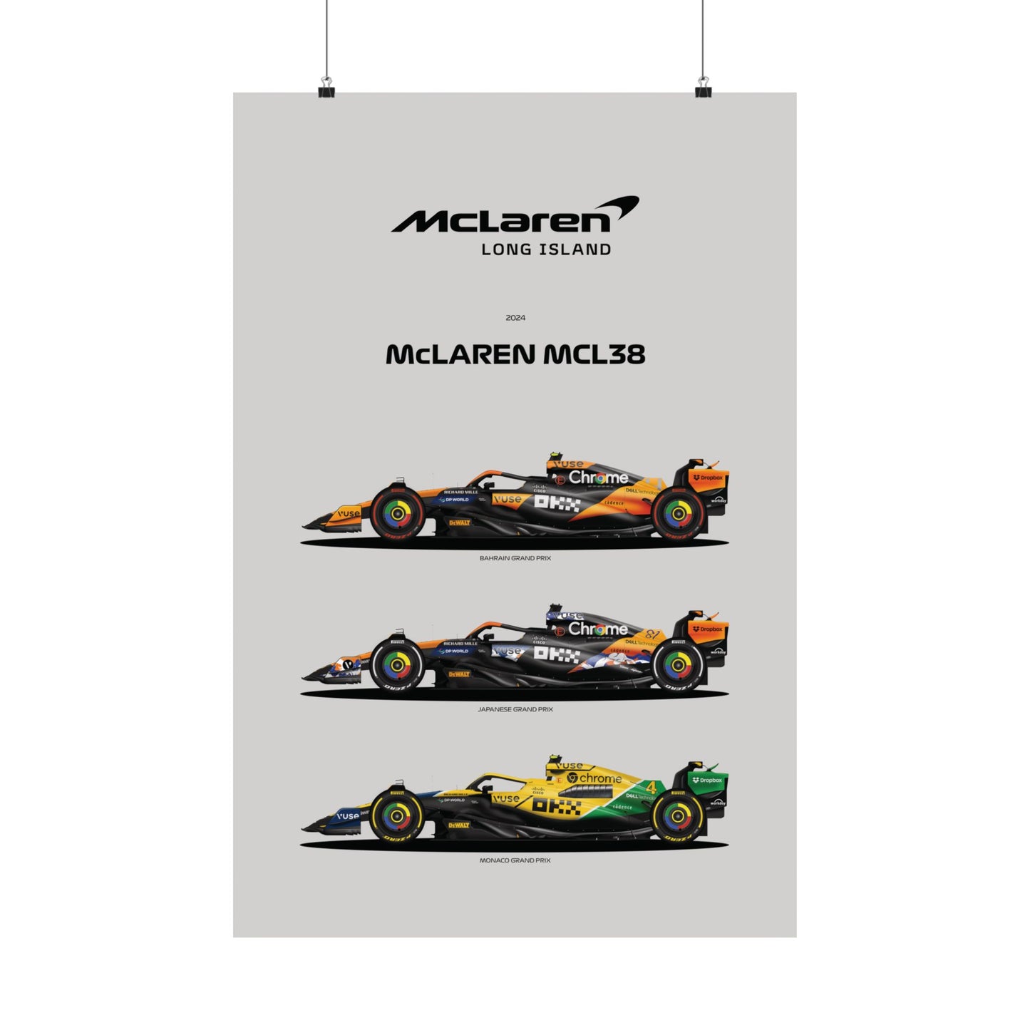 McLaren Long Island Formula 1 inspired | McLaren McL38 livery Satin Poster