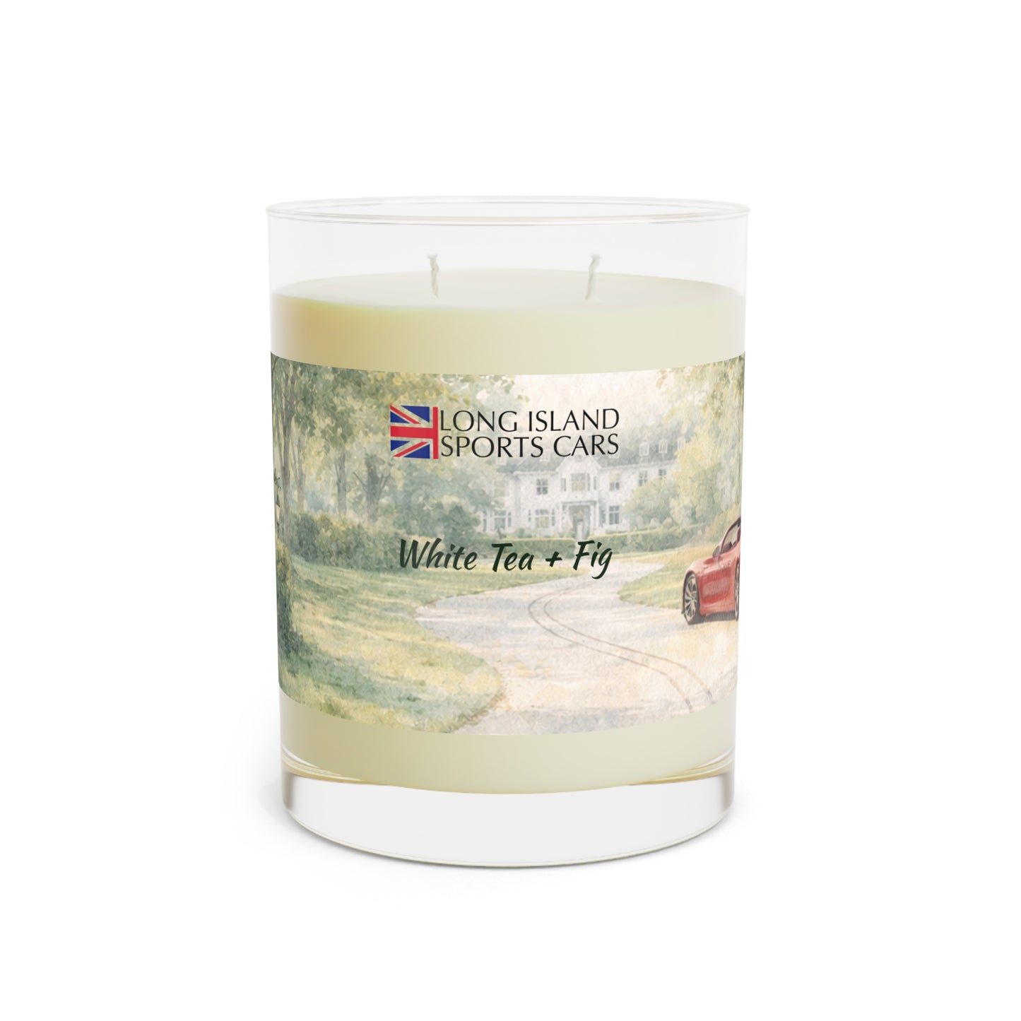 Long Island Sports Cars Scented Candle — White Tea + Fig  11oz Glass Jar