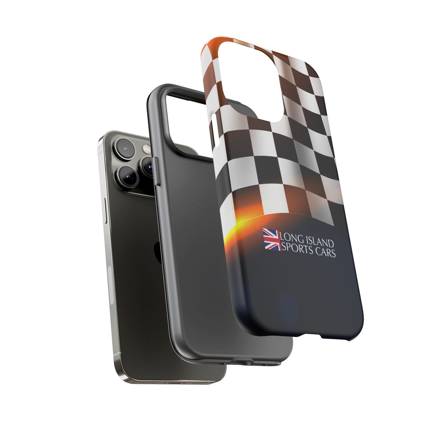 Long Island Sports Cars F1 Checkered Flag Impact-Resistant Phone Case | Durable Protection for Car Enthusiasts