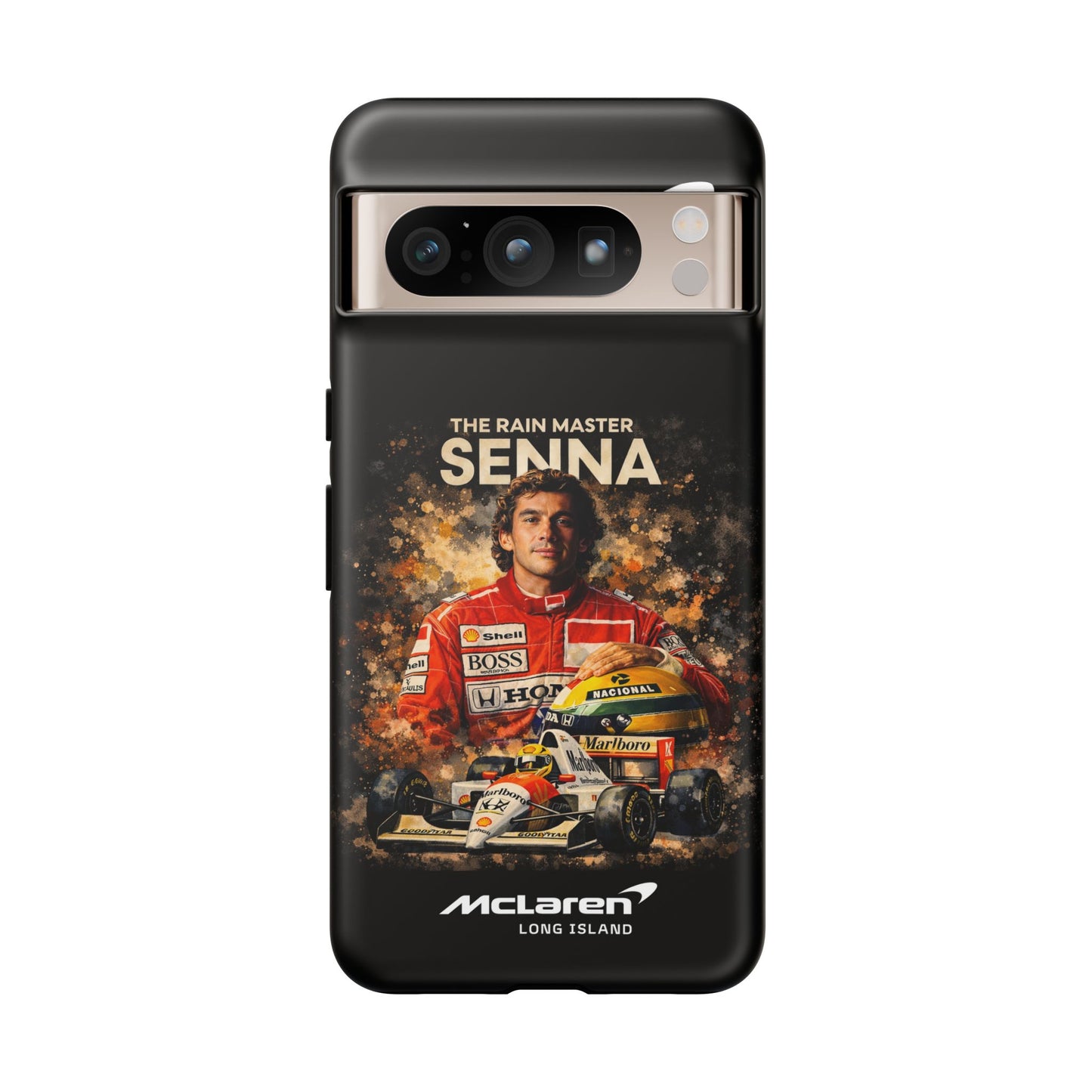 McLaren Long Island “The Rain Master” Ayrton Senna Inspired Impact-Resistant Phone Case | Durable Protection for Car Enthusiasts