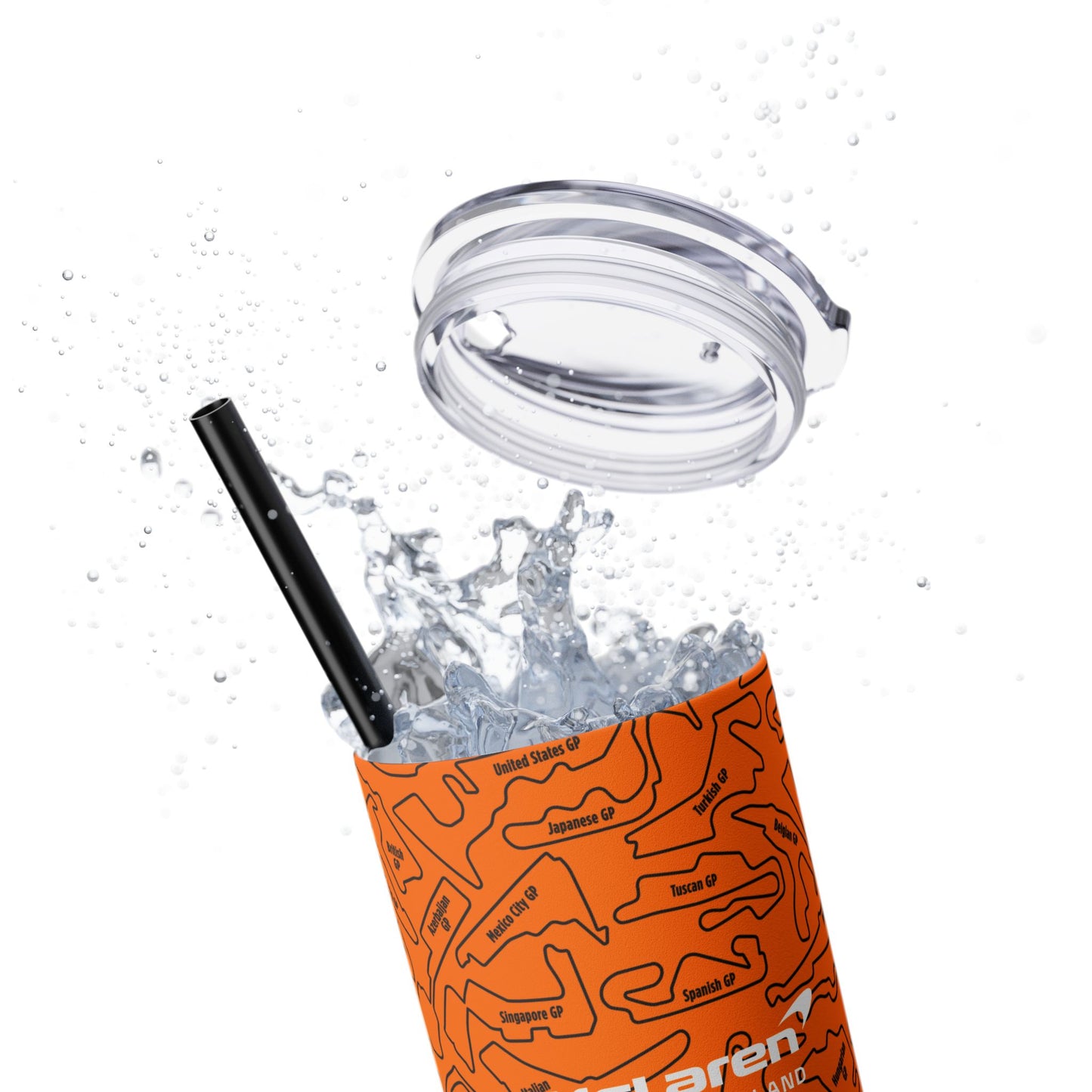 McLaren Long Island F1 Race Tracks 20oz Skinny Tumbler with Straw - Sleek Travel Mug for Car Enthusiasts