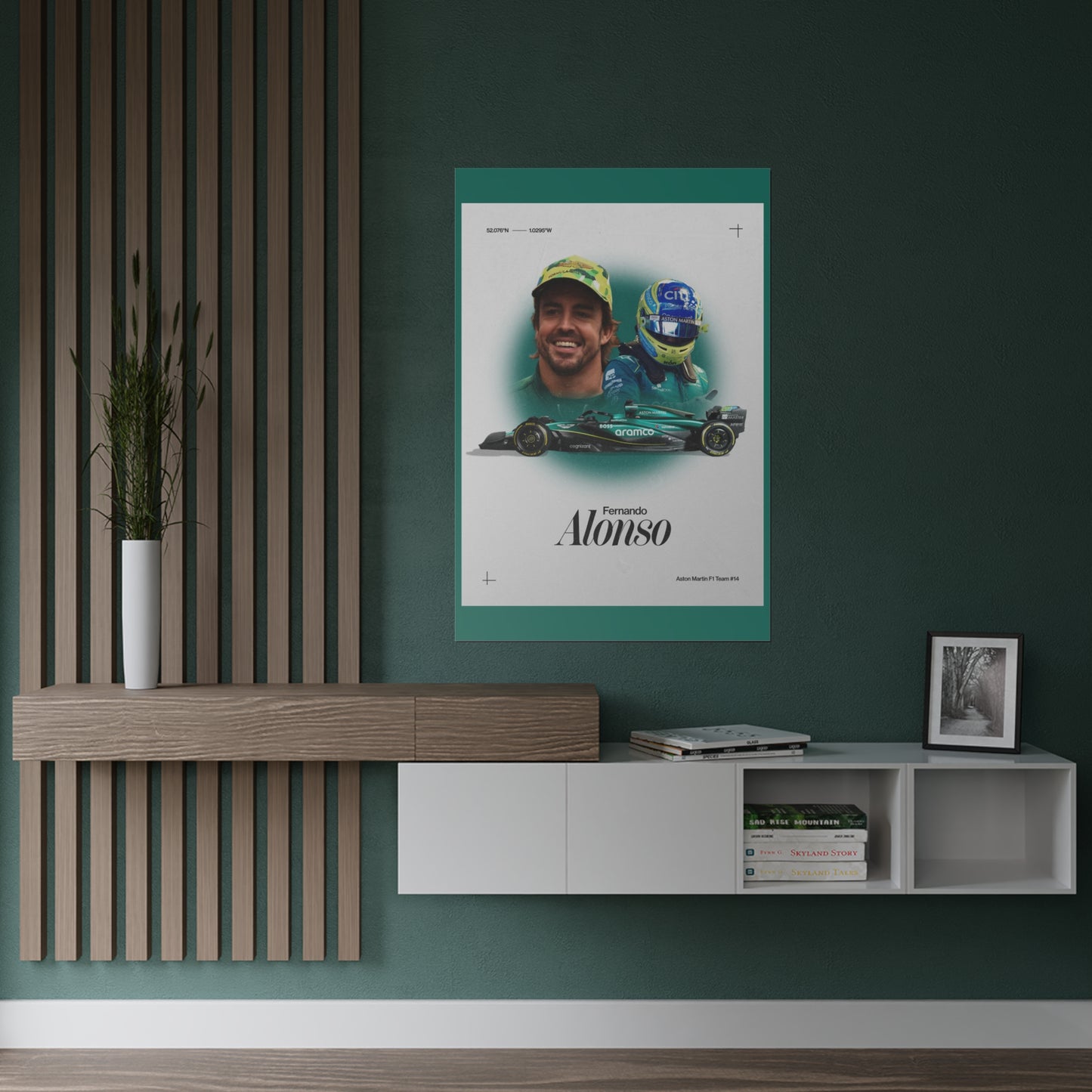 Aston Martin F1 inspired Fernando Alonso Satin Poster Home Decor for F1 Fans