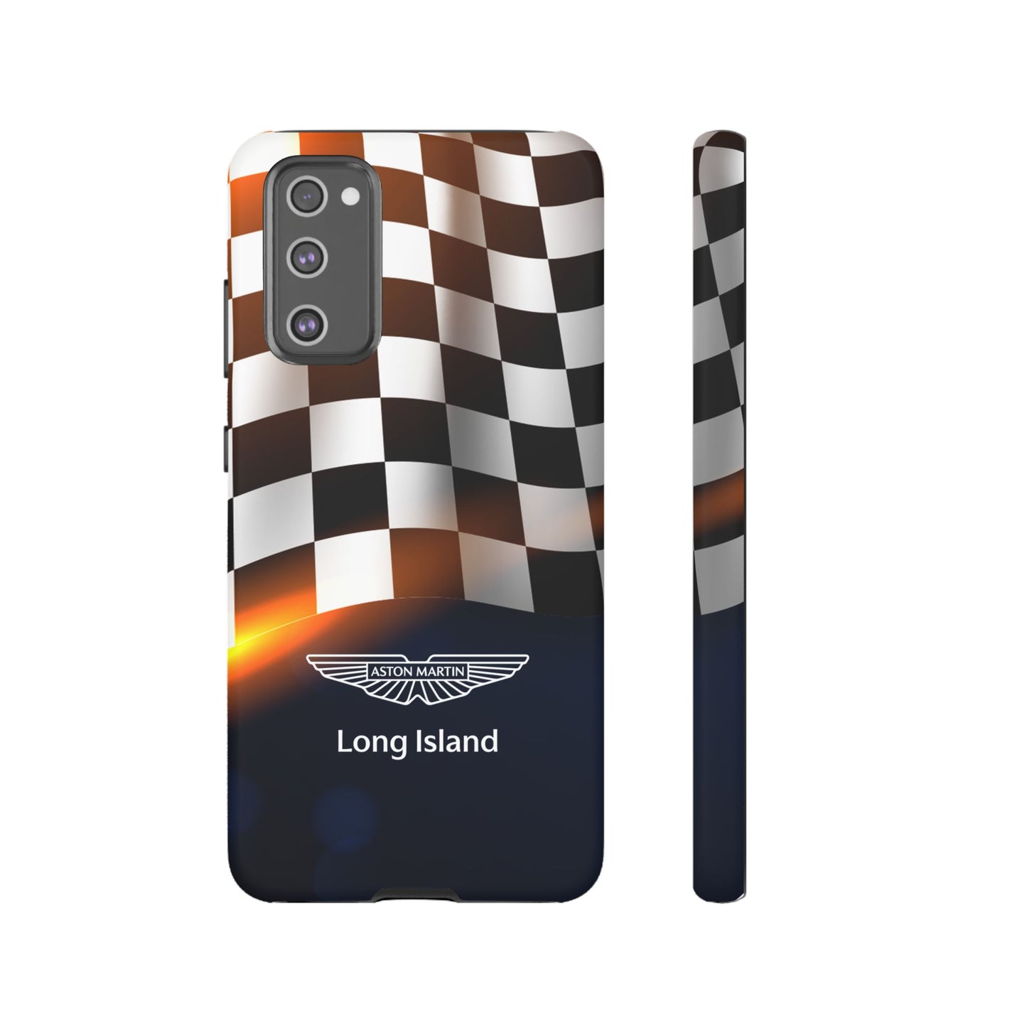 Aston Martin Long Island F1 Checkered Flag Impact-Resistant Phone Case | Durable Protection for Car Enthusiasts