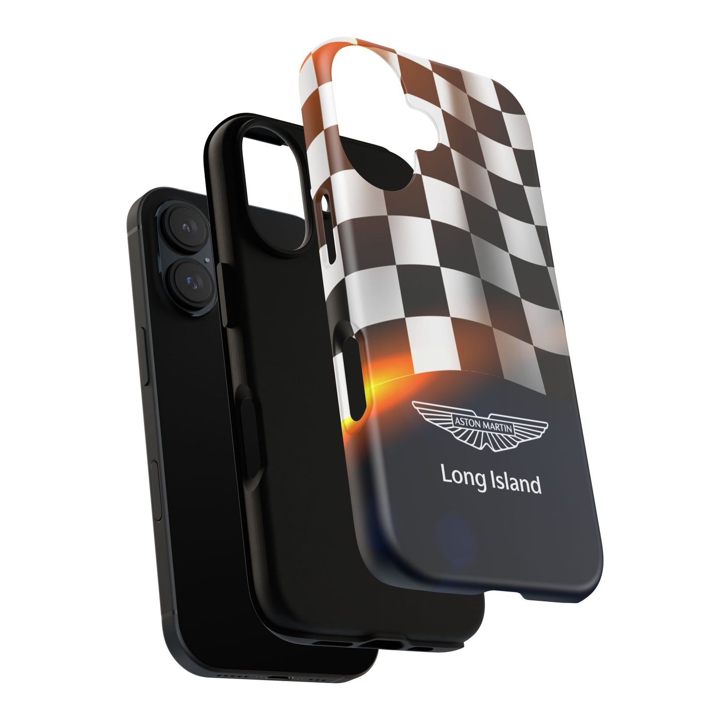 Aston Martin Long Island F1 Checkered Flag Impact-Resistant Phone Case | Durable Protection for Car Enthusiasts