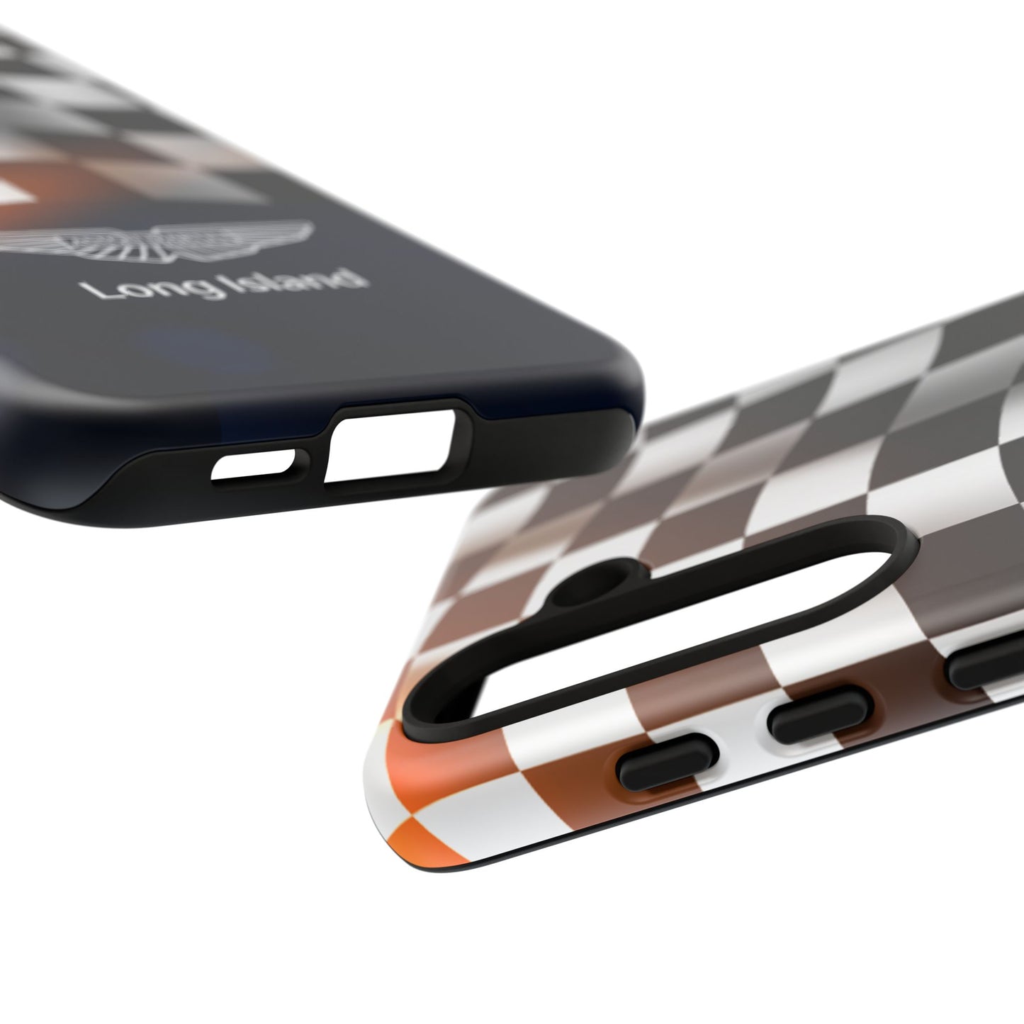Aston Martin Long Island F1 Checkered Flag Impact-Resistant Phone Case | Durable Protection for Car Enthusiasts